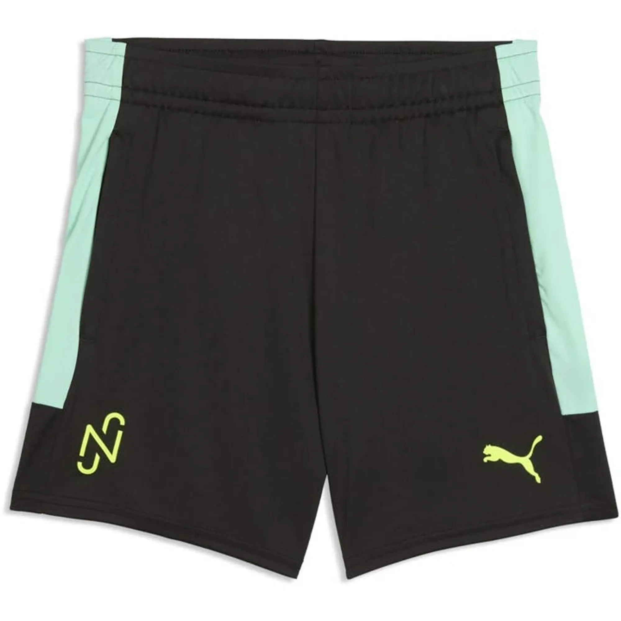 PUMA Neymar Jr. Creativity Training Shorts Youth, Black/Yellow Alert/Mint Jelly, size 11-12 Youth