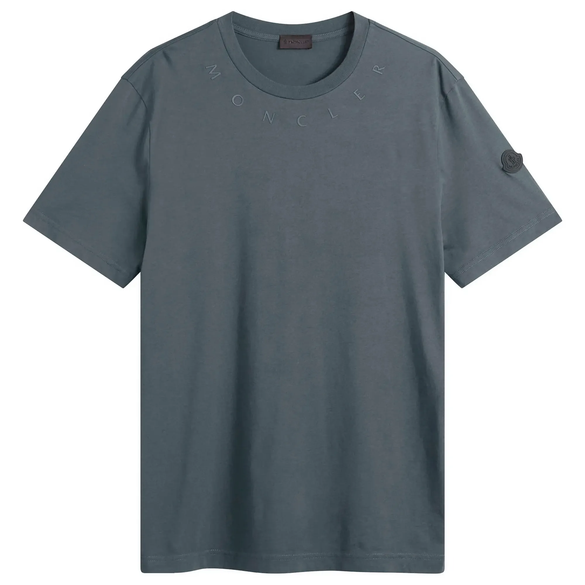 Moncler Men's Neckline Logo Short Sleeve T-Shirt Blue