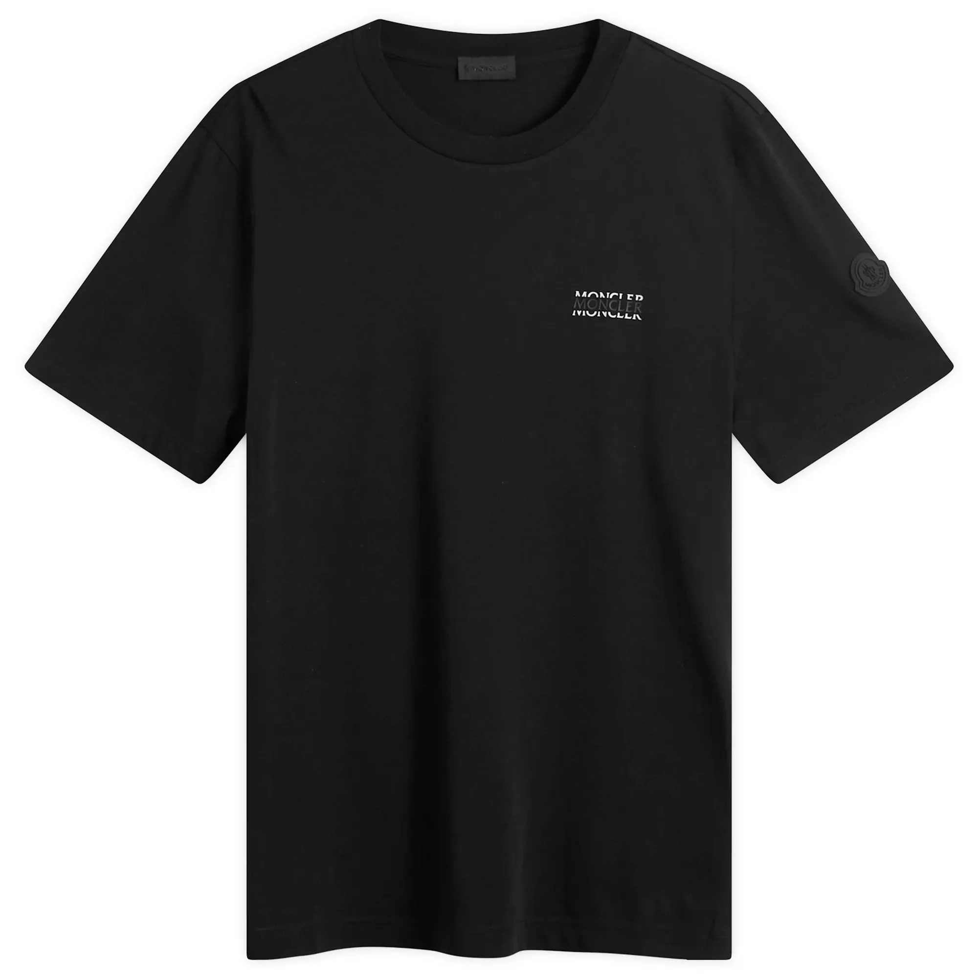 Moncler Men's Stripe Logo Short Sleeve T-Shirt Black