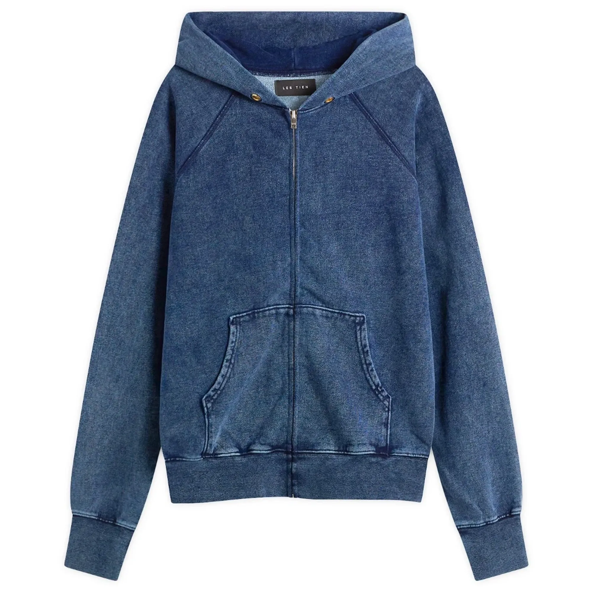 Les Tien Men's Heavyweight Raglan Zip Hoodie Vintage Indigo