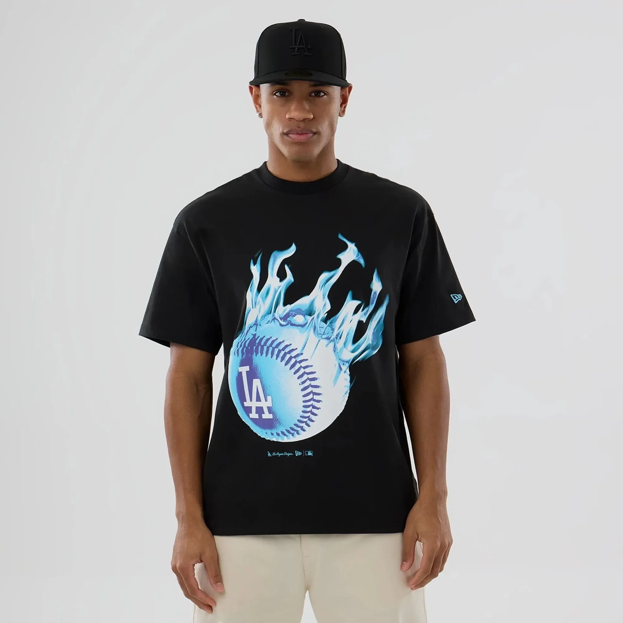 LA Dodgers MLB On Fire Black Oversized T-Shirt New Era Cap adult unisex