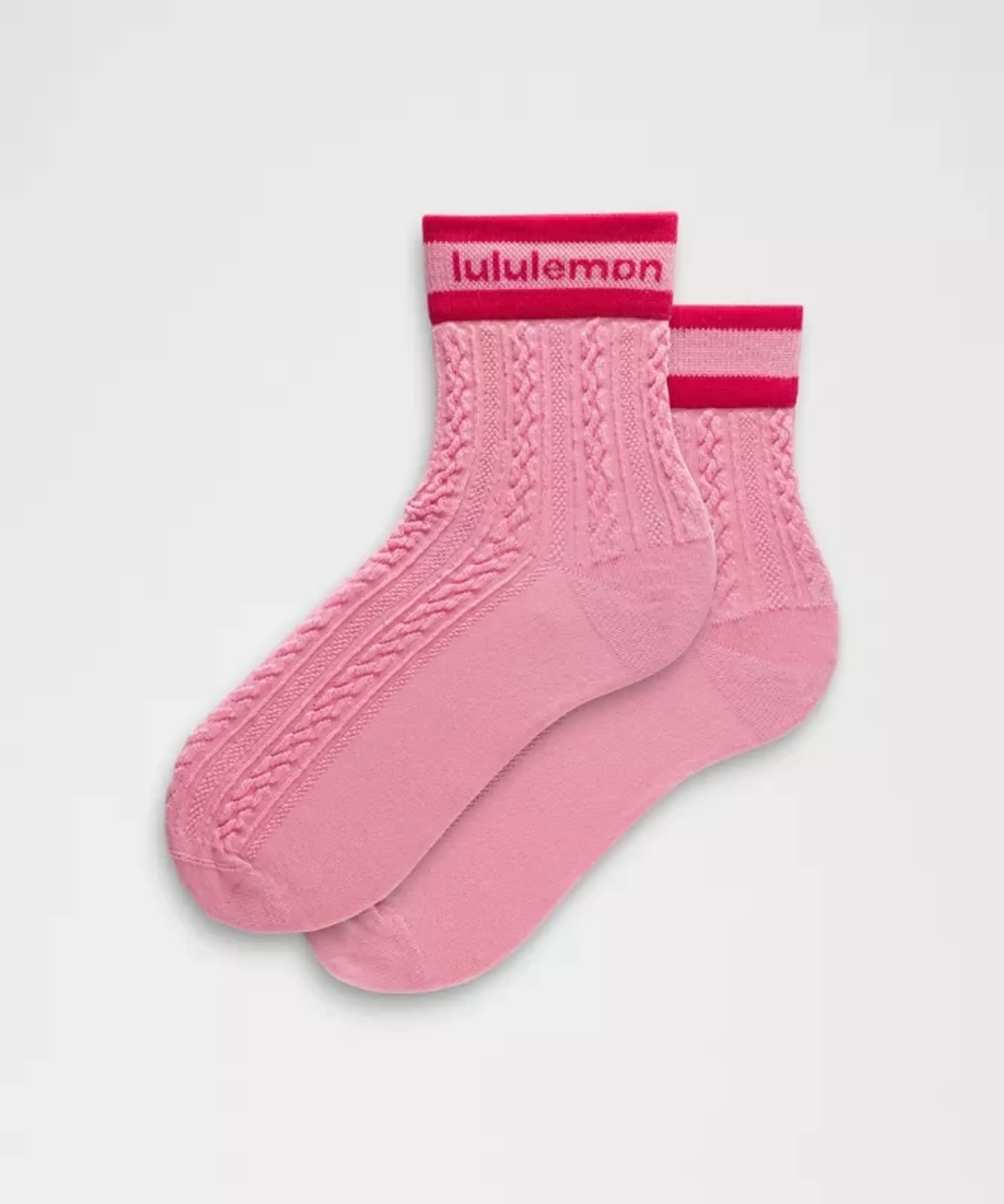 lululemon – Cable-Knit Quarter Socks – Color Pink – Size Large