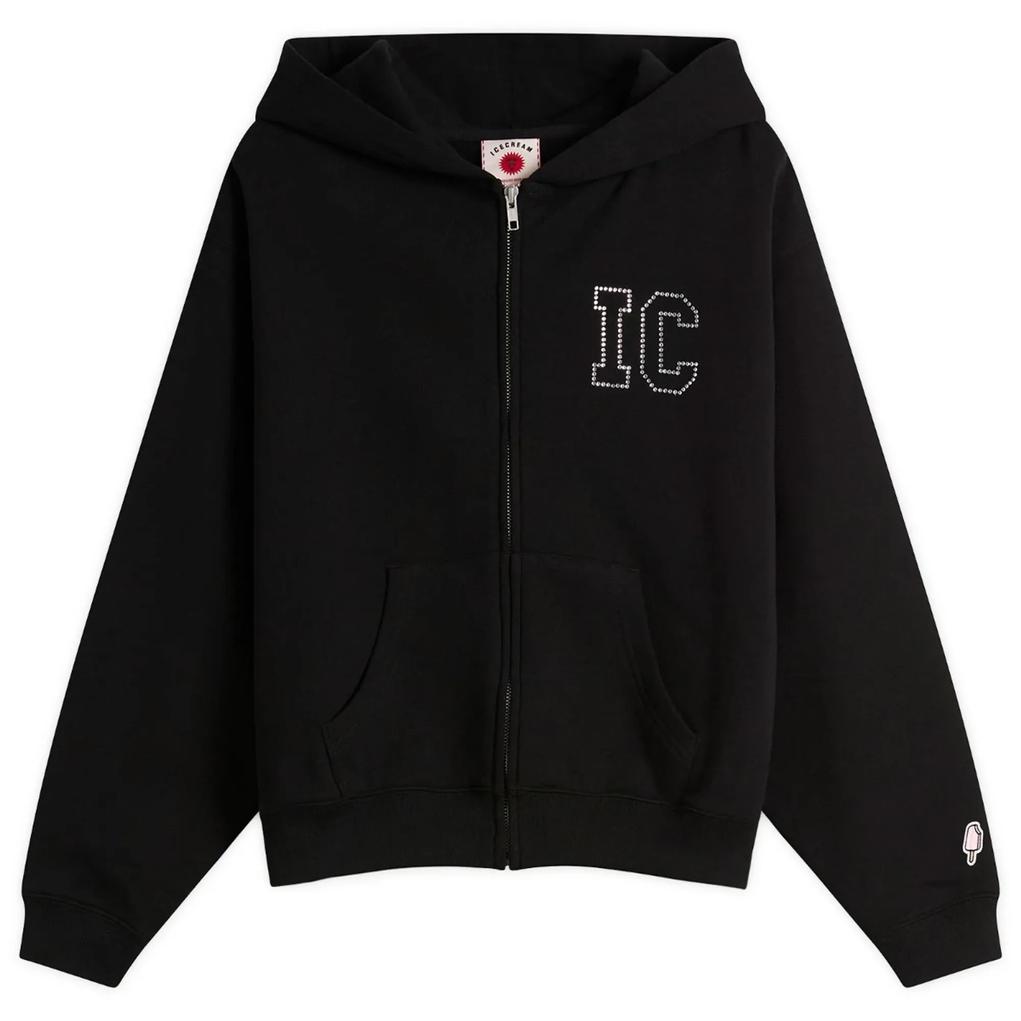 ICECREAM Women's Crystal Zip Through Hoodie Black