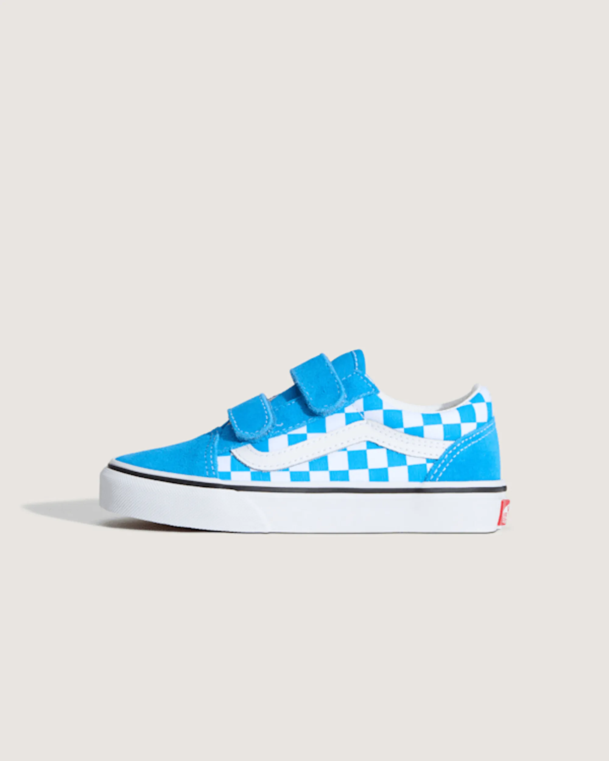 Vans - Kids Old Skool V Checkerboard Shoes (4-8 Years), Blue