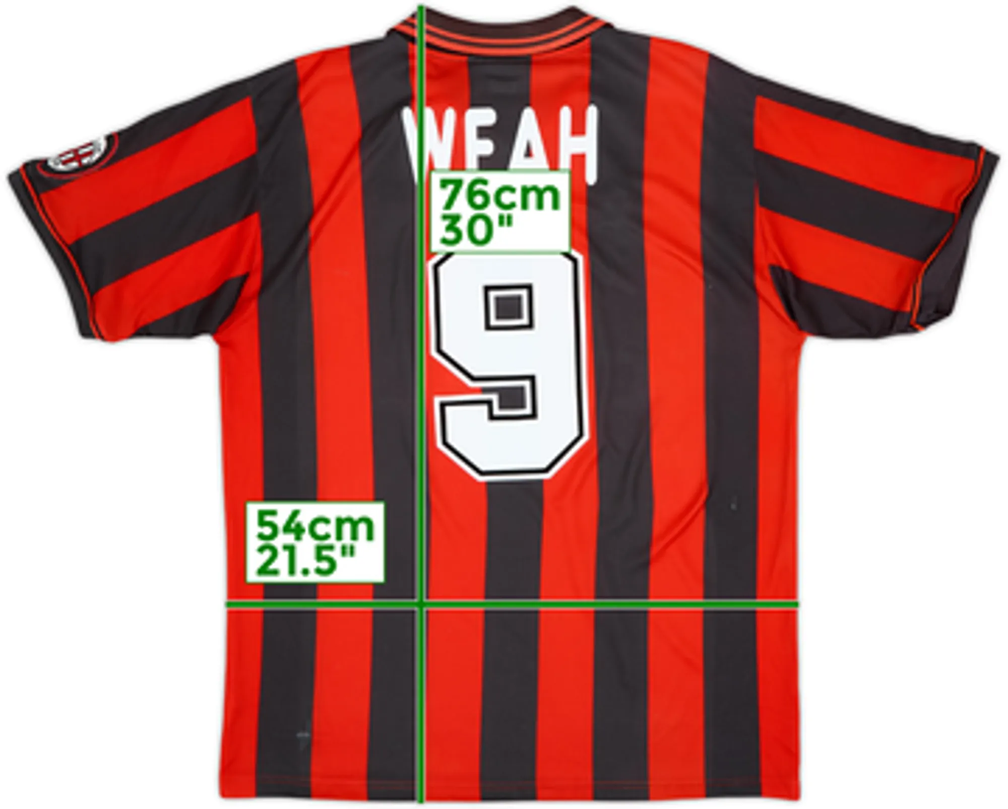1995-96 AC Milan Home Shirt Weah #9 - 9/10 - (L)