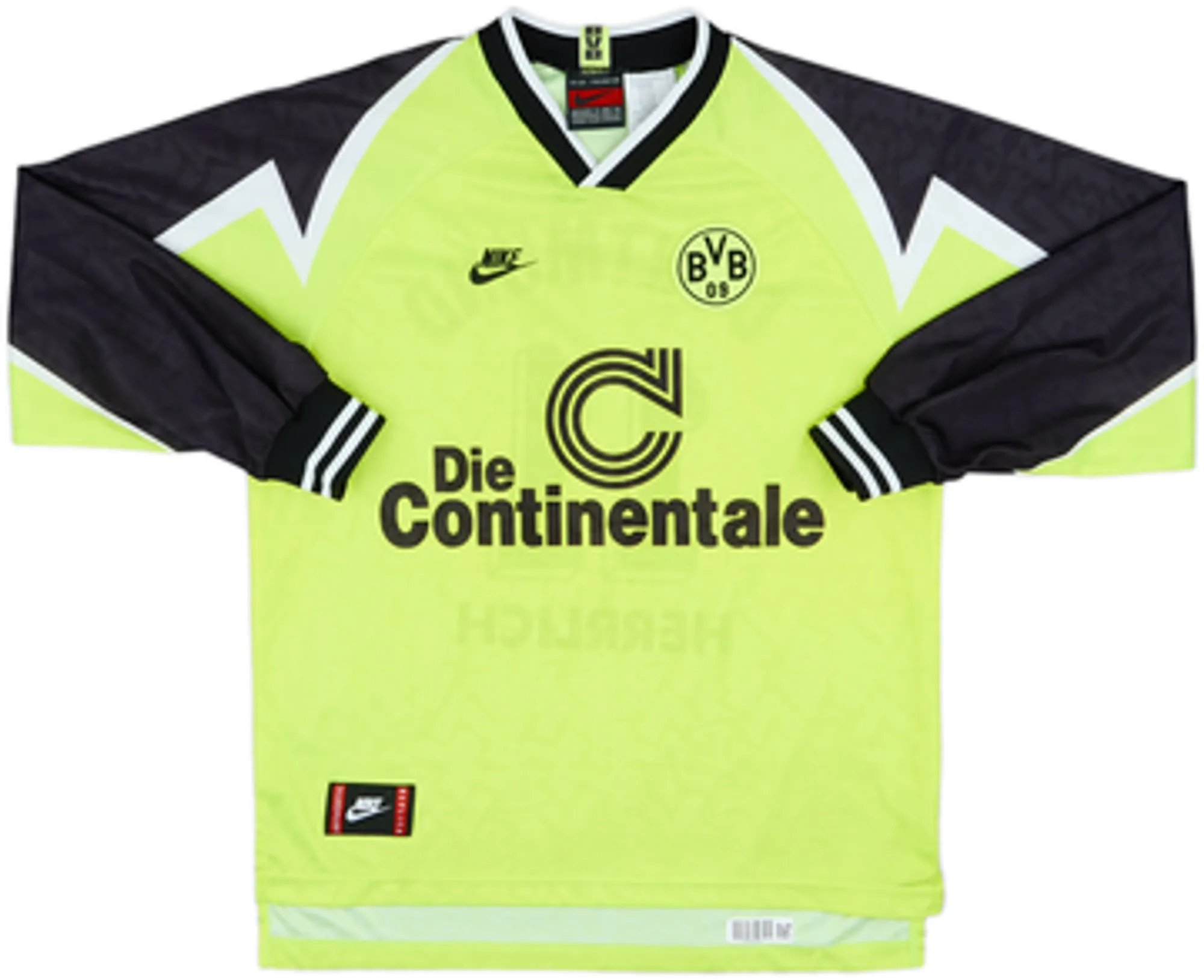 1995-96 Borussia Dortmund Home L/S Shirt Herrlich #11 - 8/10 - (L)