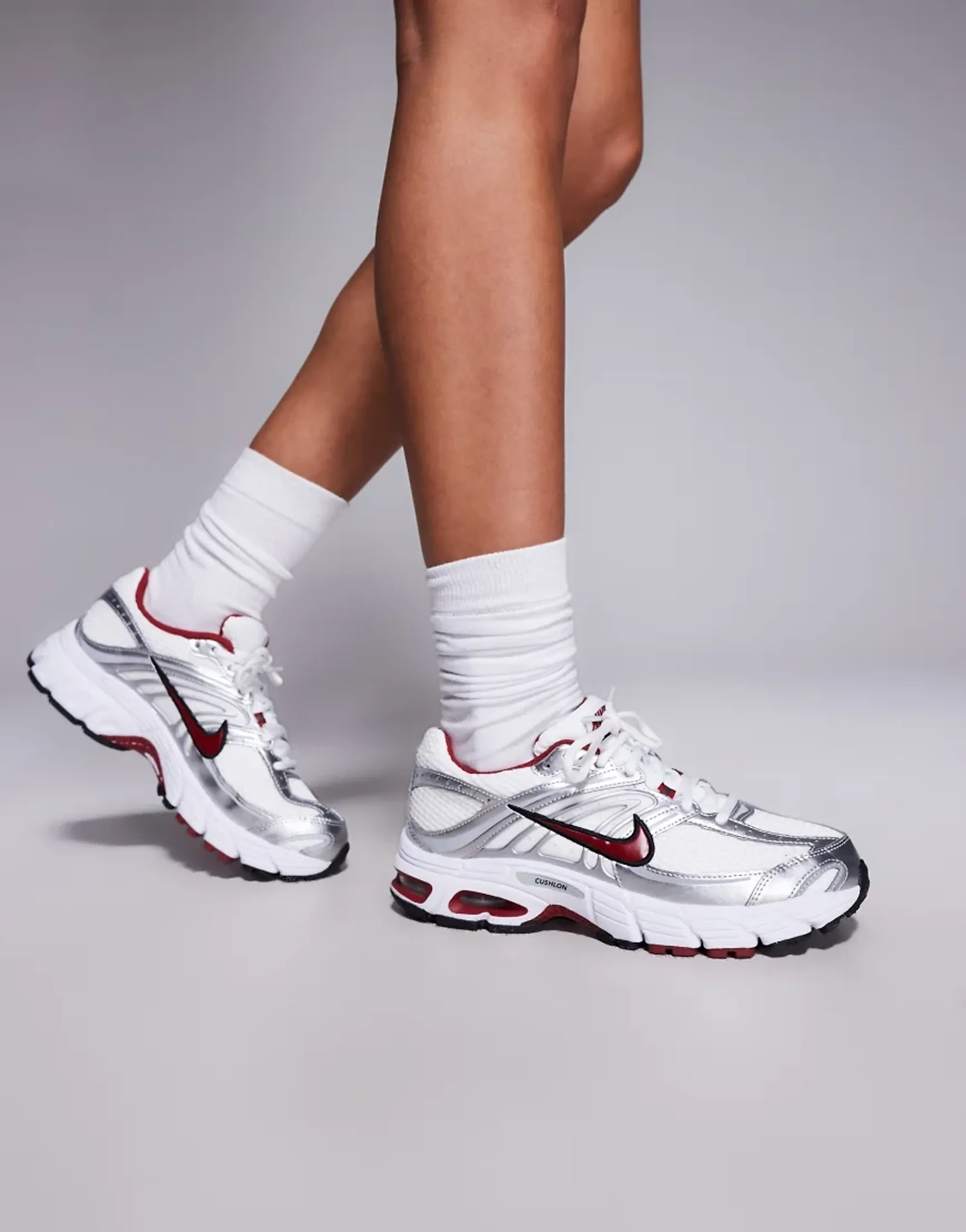 Nike Air Max Moto 2K Trainers In White And Red