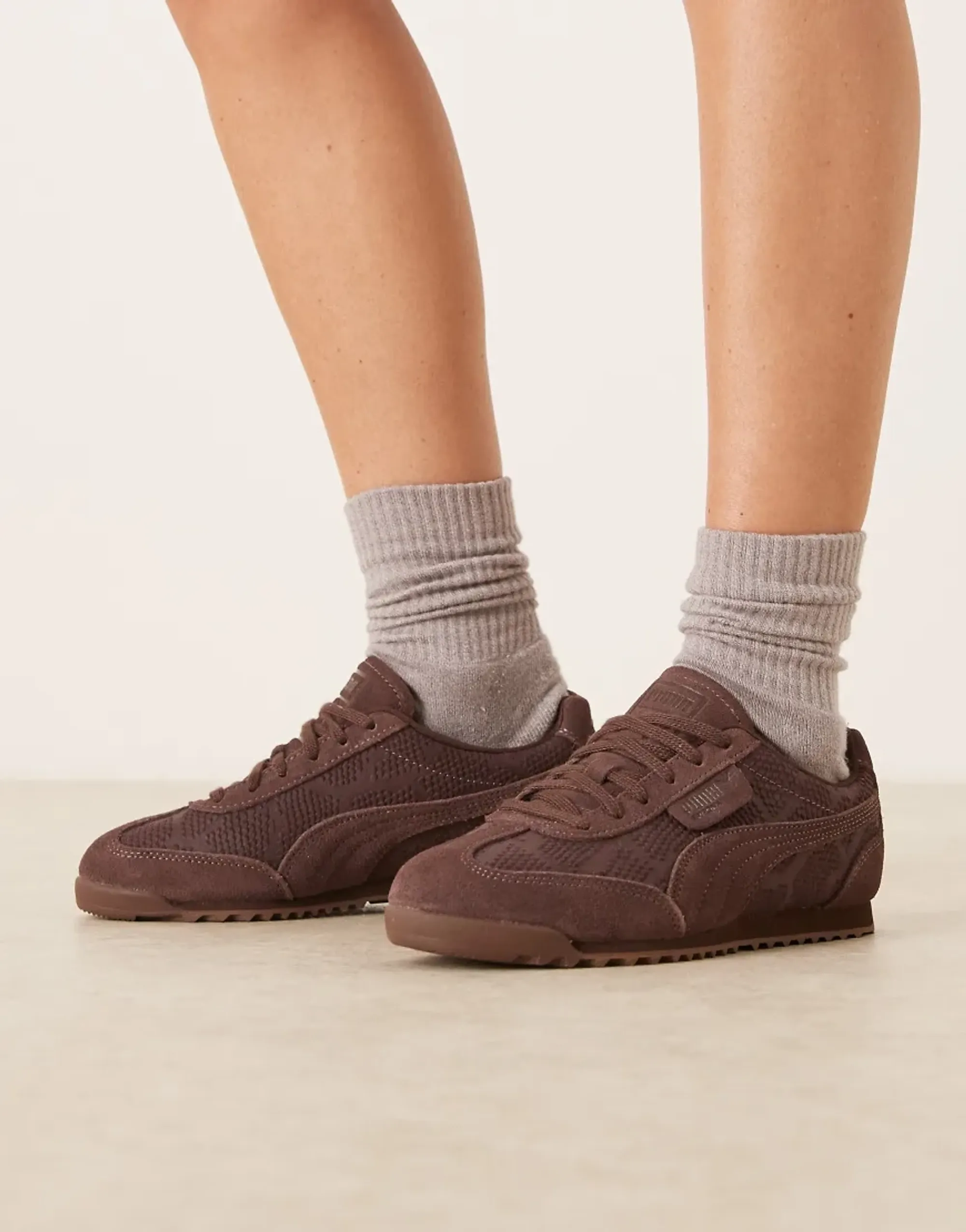 Puma Arizona Python Trainers In Chocolate Brown