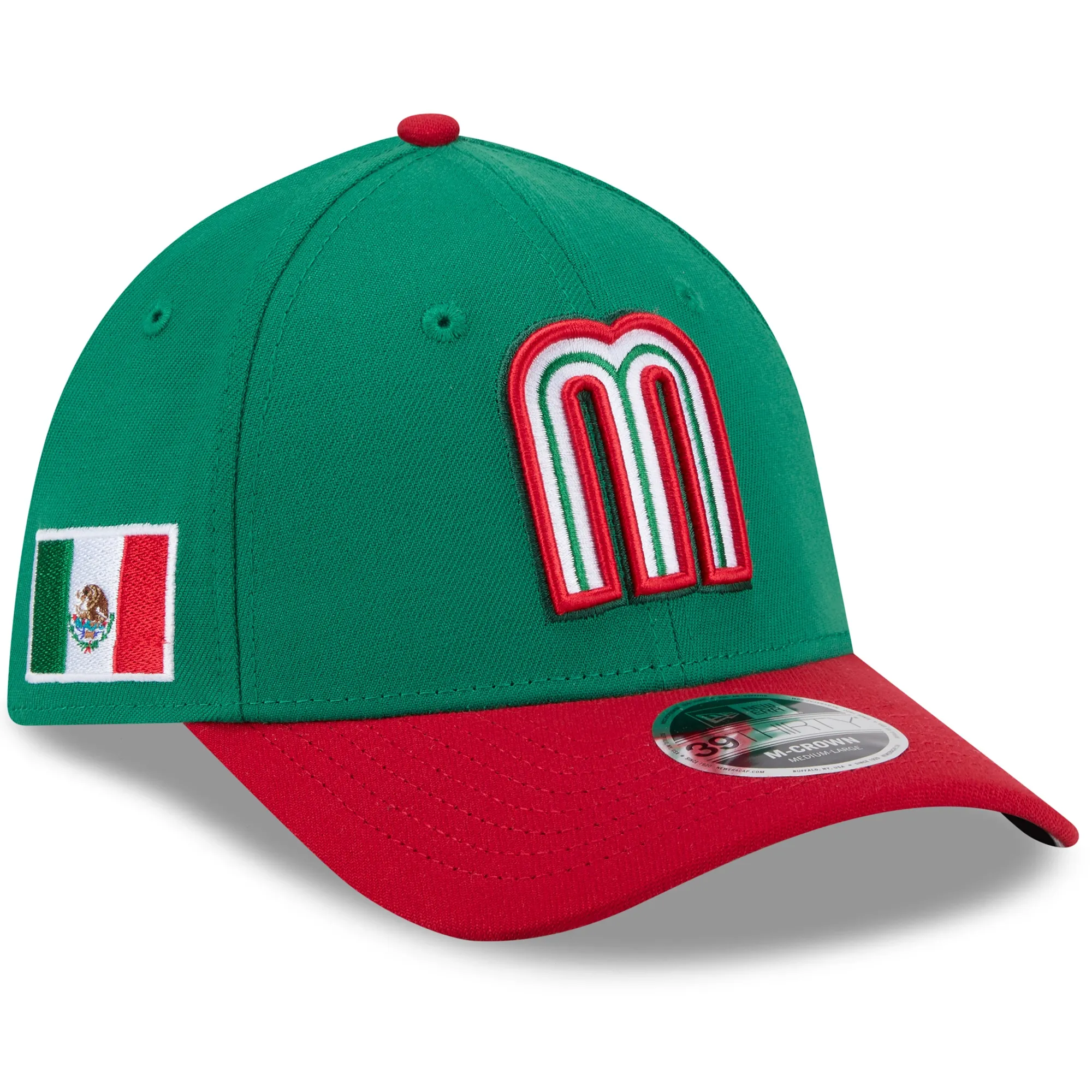Mexico MLB World Baseball Classic 2026 Green 39THIRTY M-Crown Stretch Fit Cap New Era Cap adult unisex