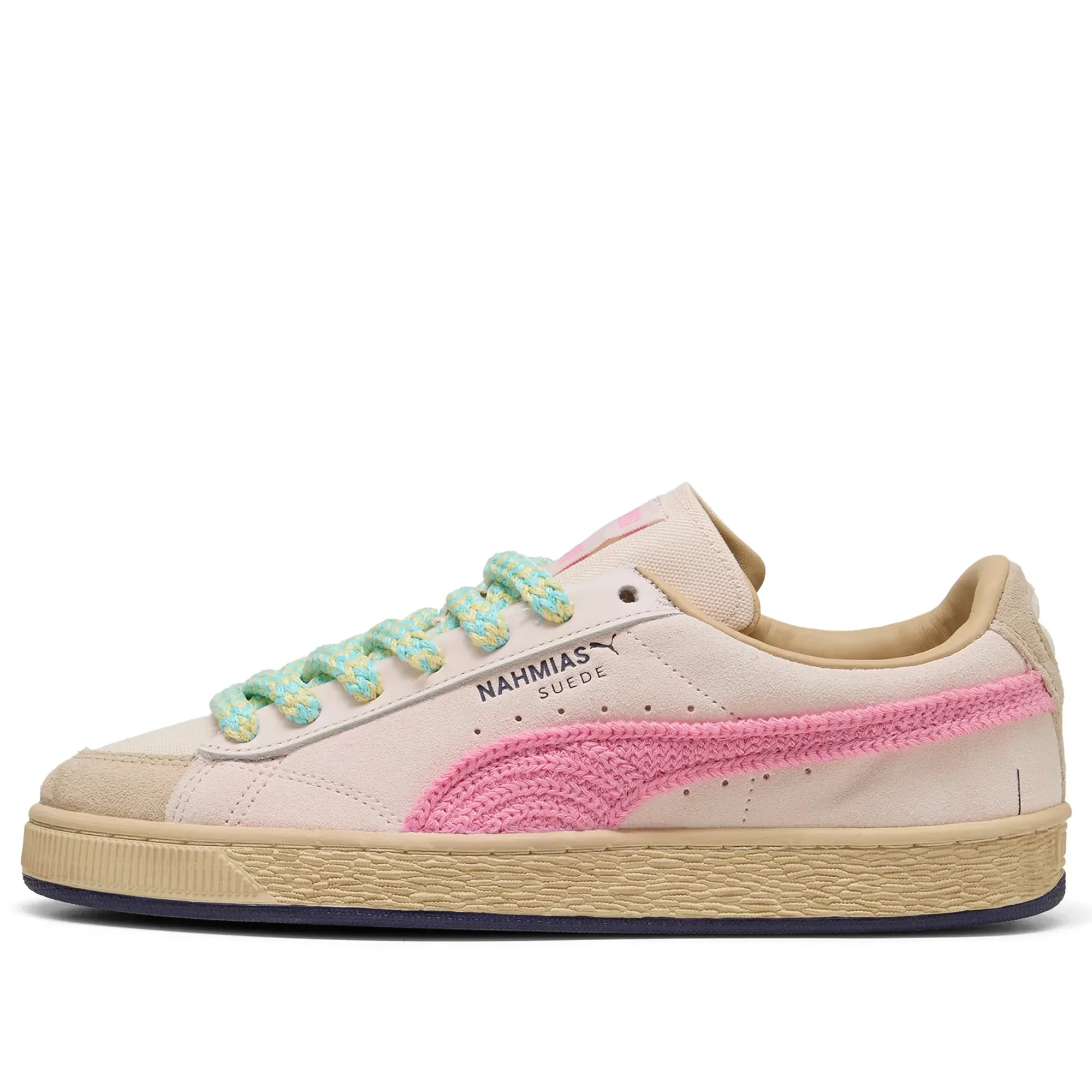 PUMA x Nahmias Suede Crochet Sneakers Unisex, Jasmine Flower/Pink Pixel/Canvas