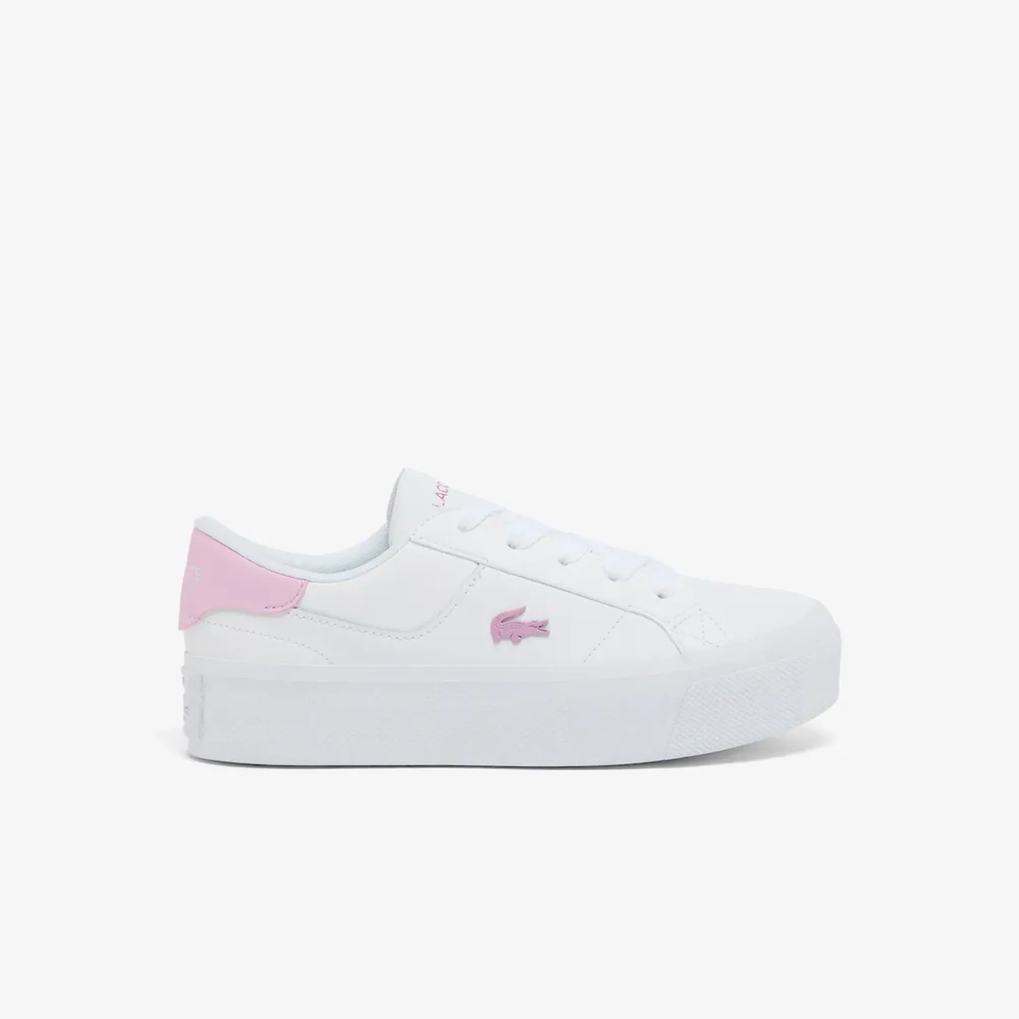 Lacoste Women's Ziane Platform Leather Sneakers - White & Light Pink