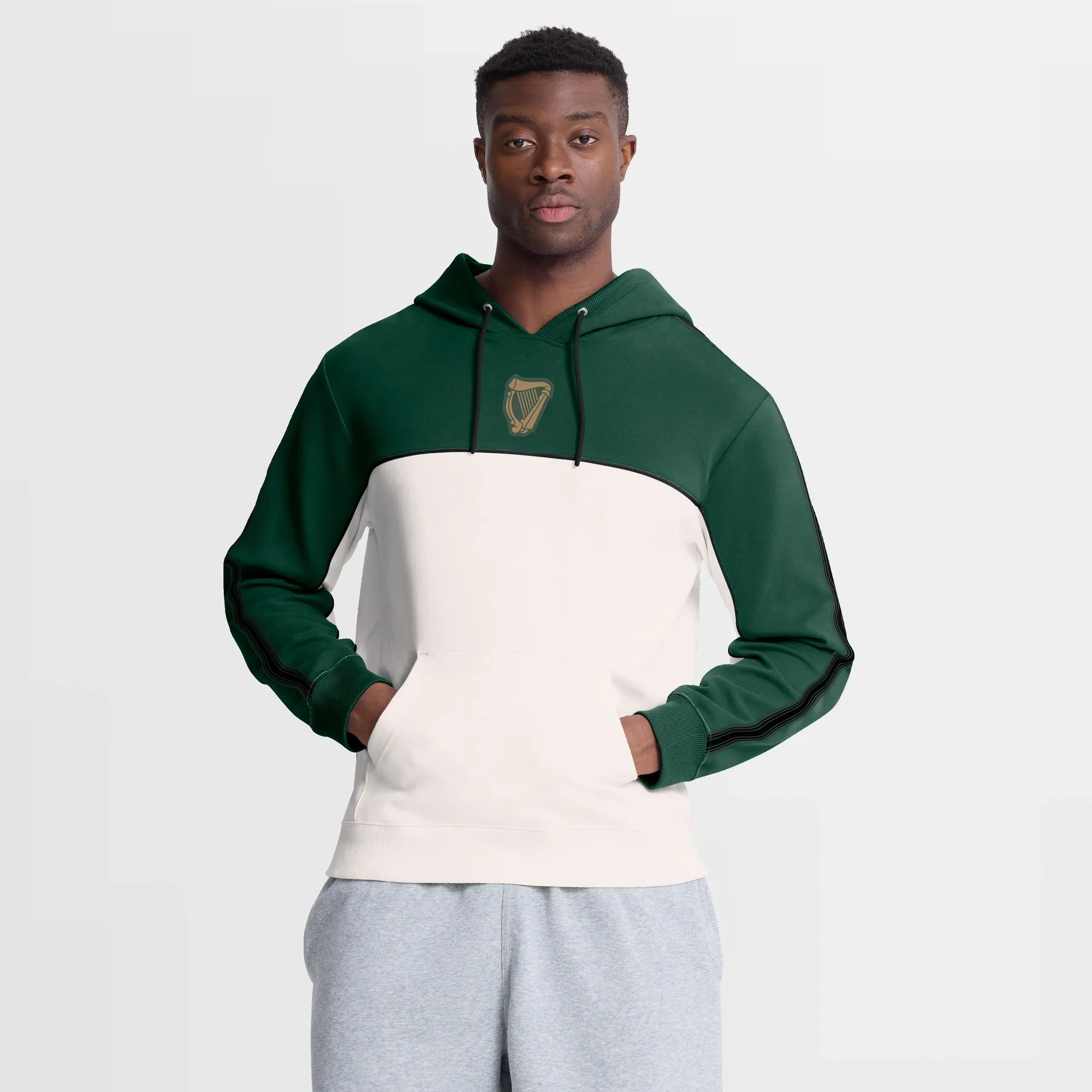 Hibernian Retro Overhead Hoodie - Dark Green - Mens