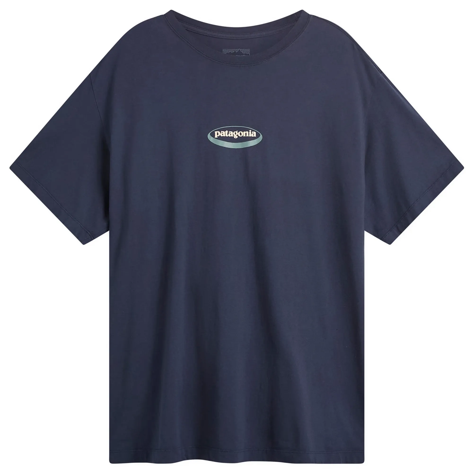 Patagonia Men's 95 Oval Logo T-Shirt New Navy Kaleido