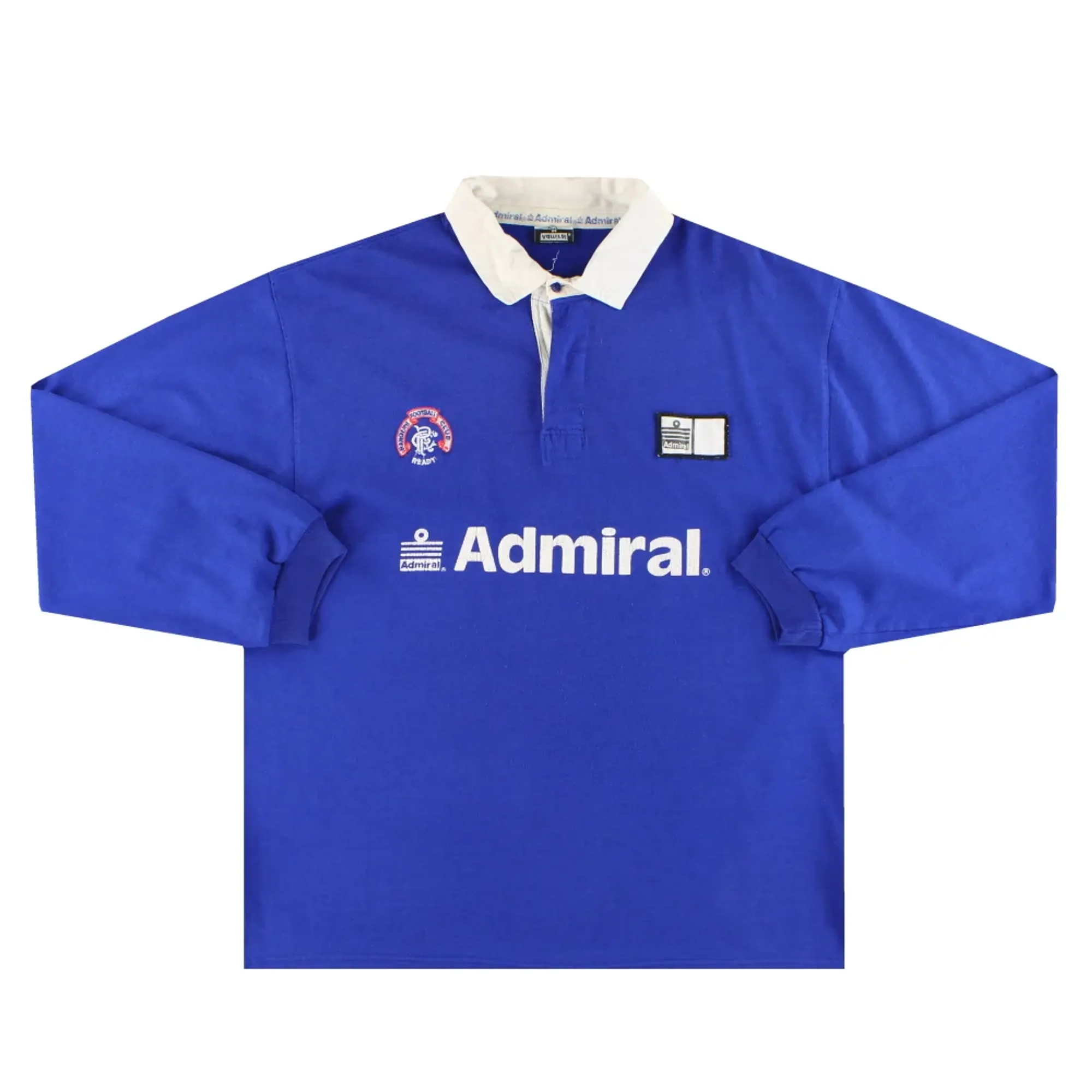 1990-92 Rangers Admiral Rugby Polo Shirt L - Rangers / Excellent 