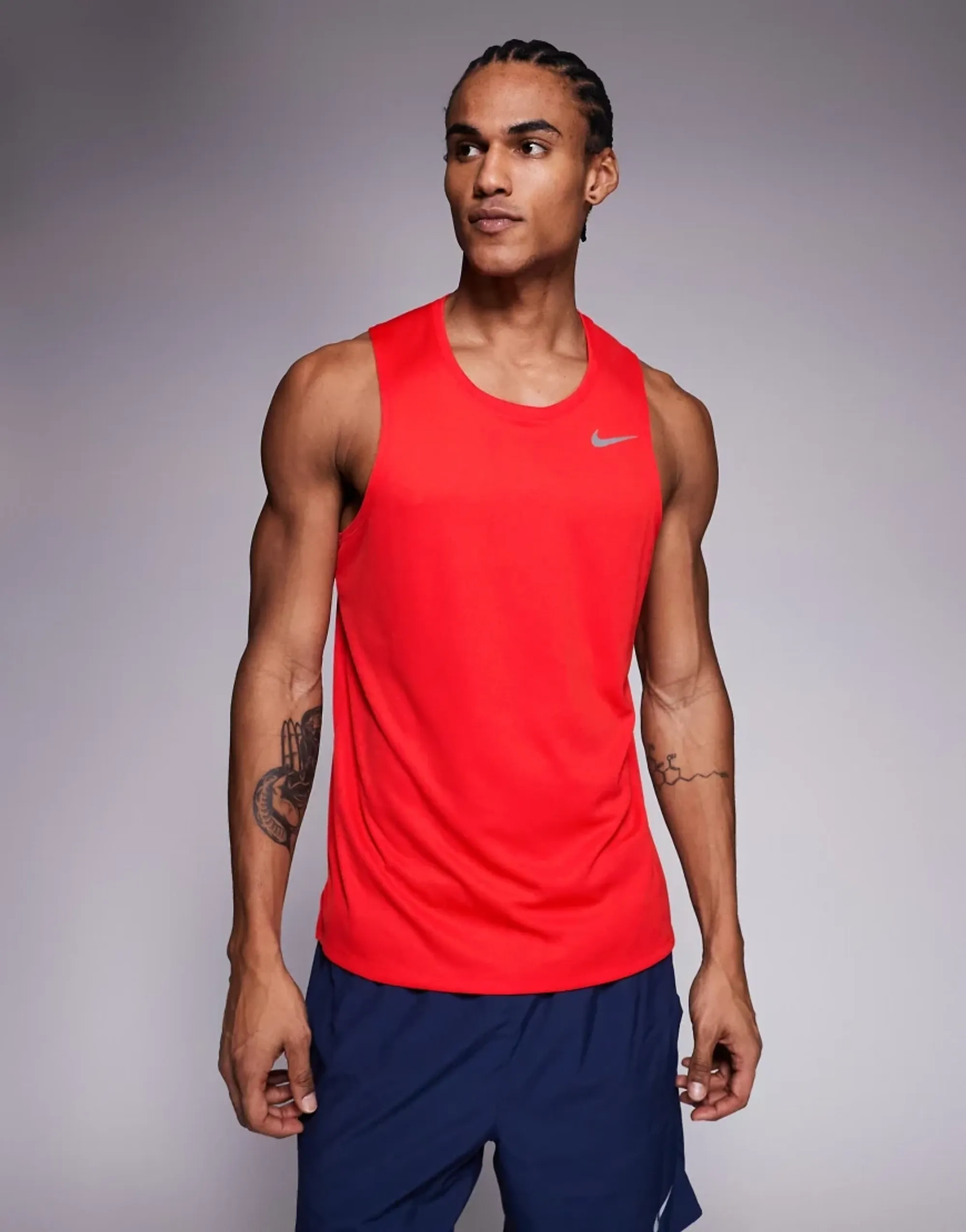 Nike Miler Running shirt Men - lightred, silver