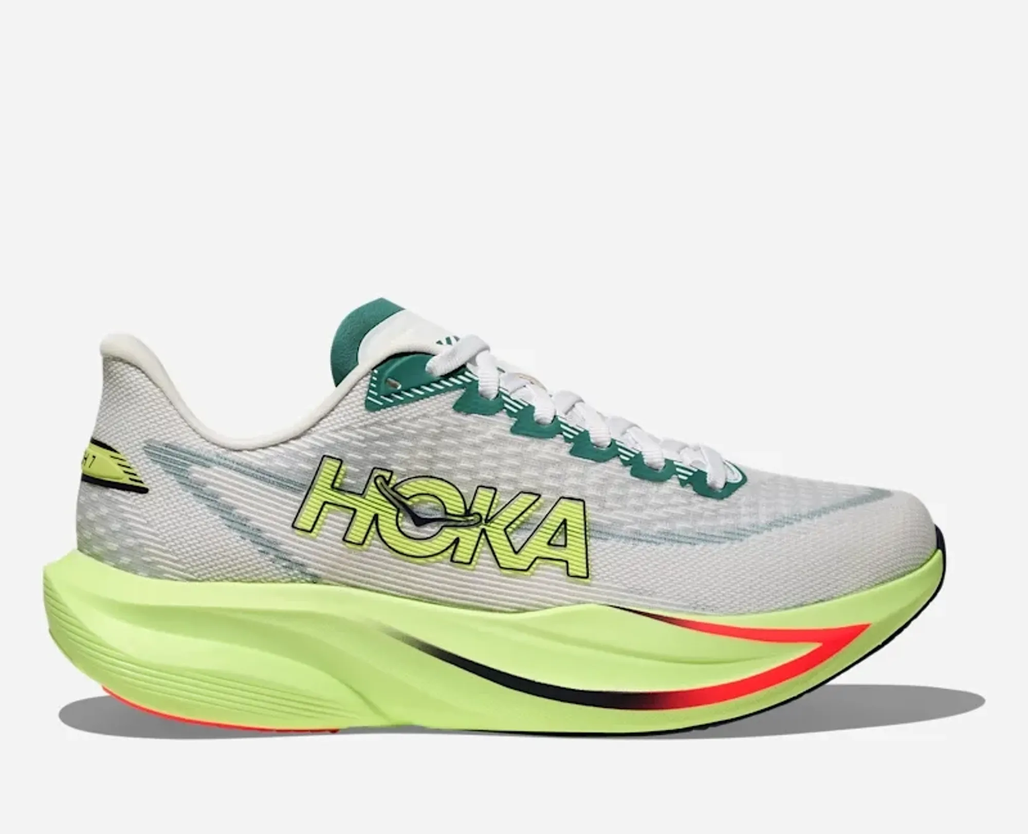 Hoka Men's Mach 7 Road Running Shoes In Frost/Neon Yuzu
