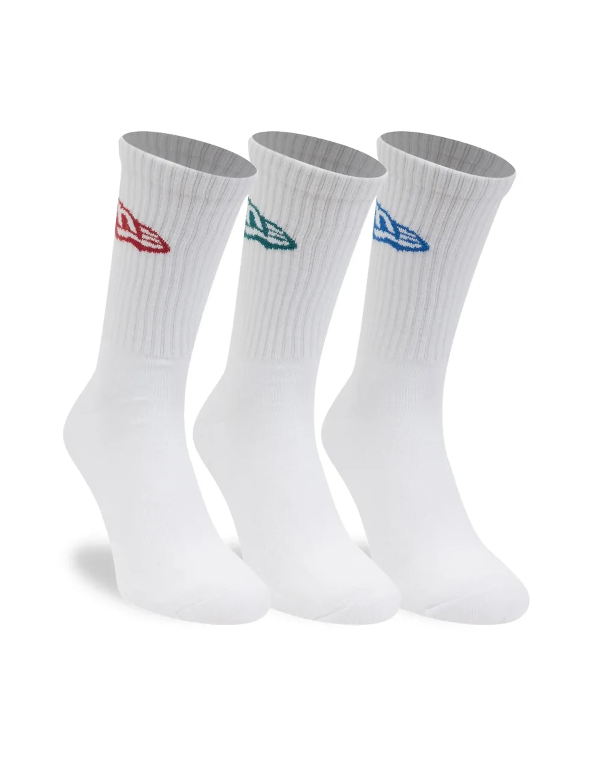 New Era Cap New Era Flag Logo 3 Pack Crew Socks In White
