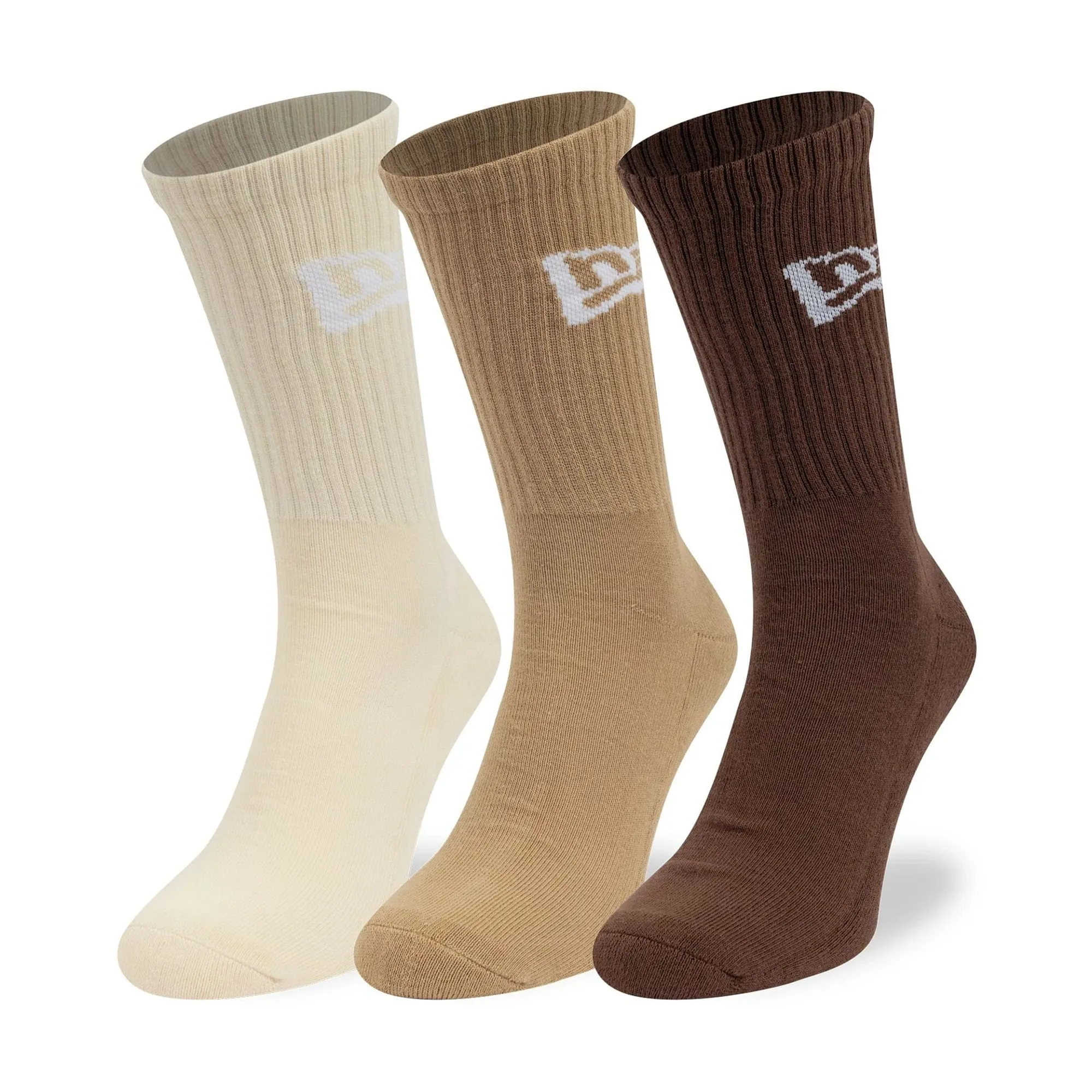 New Era Flag 3 Pack Brown Crew Socks adult unisex