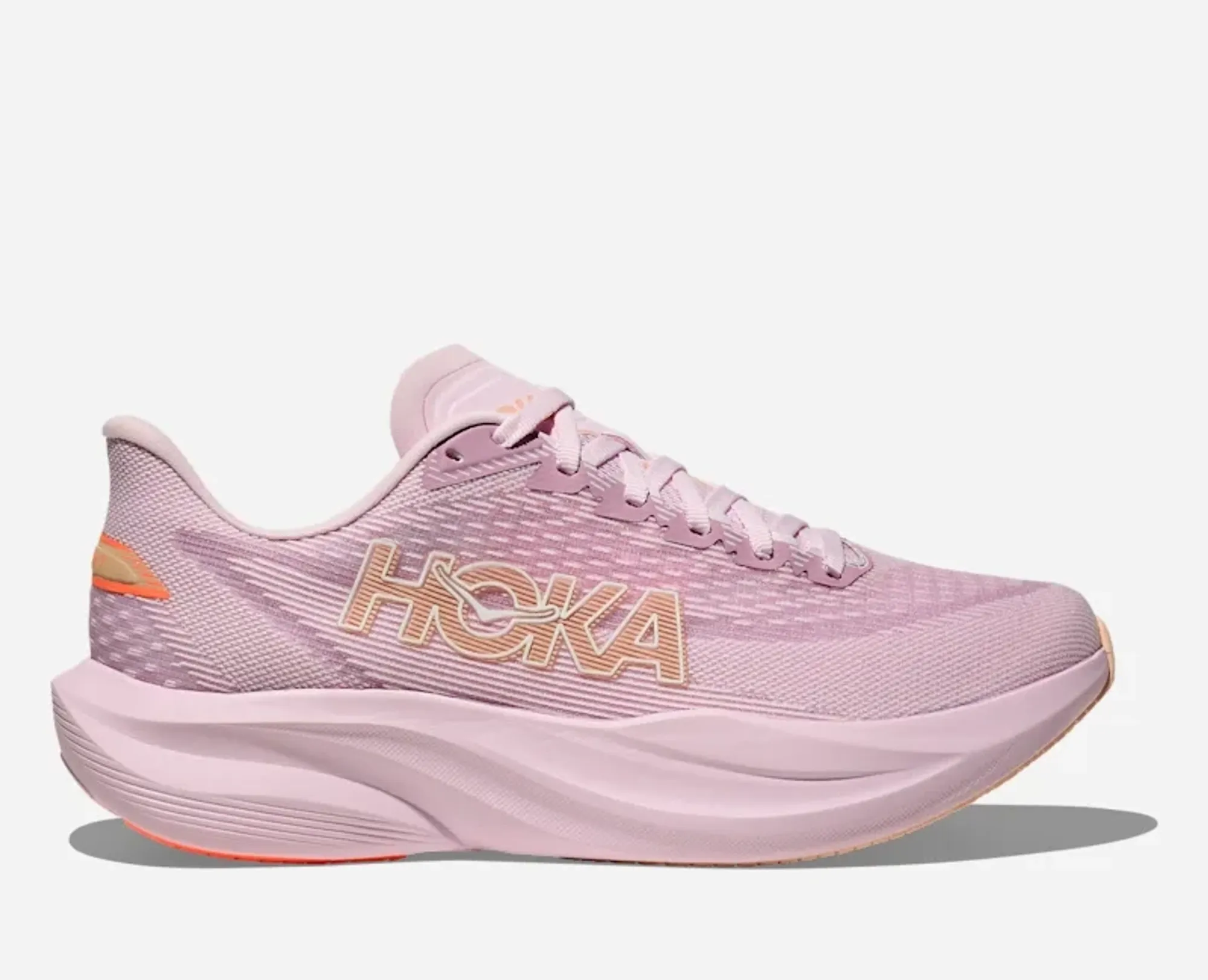Hoka Women's Mach 7 Road Running Shoes In Lilac Cream/Tangerine Glow