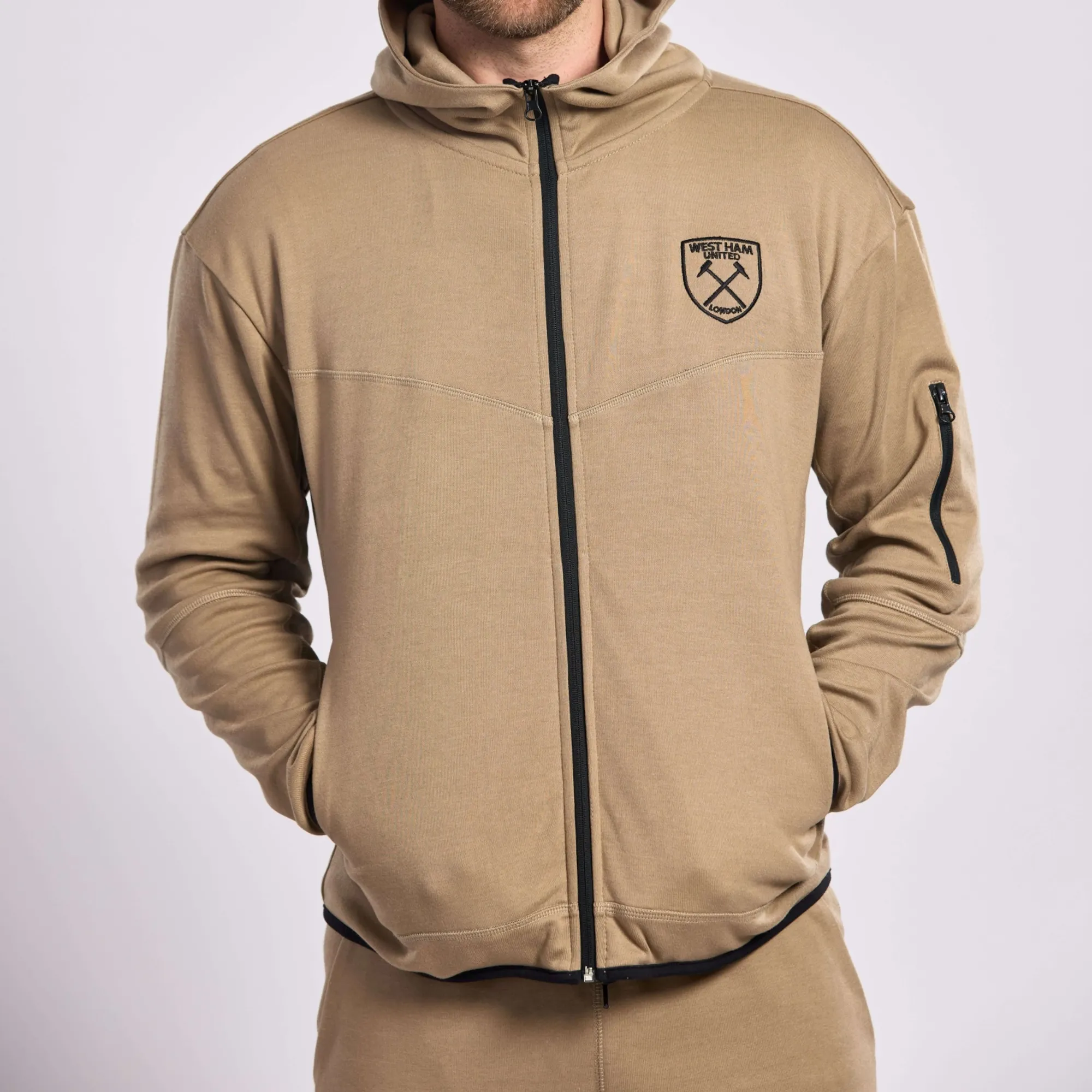 West Ham Adults Dark Stone Zip Hoodie
