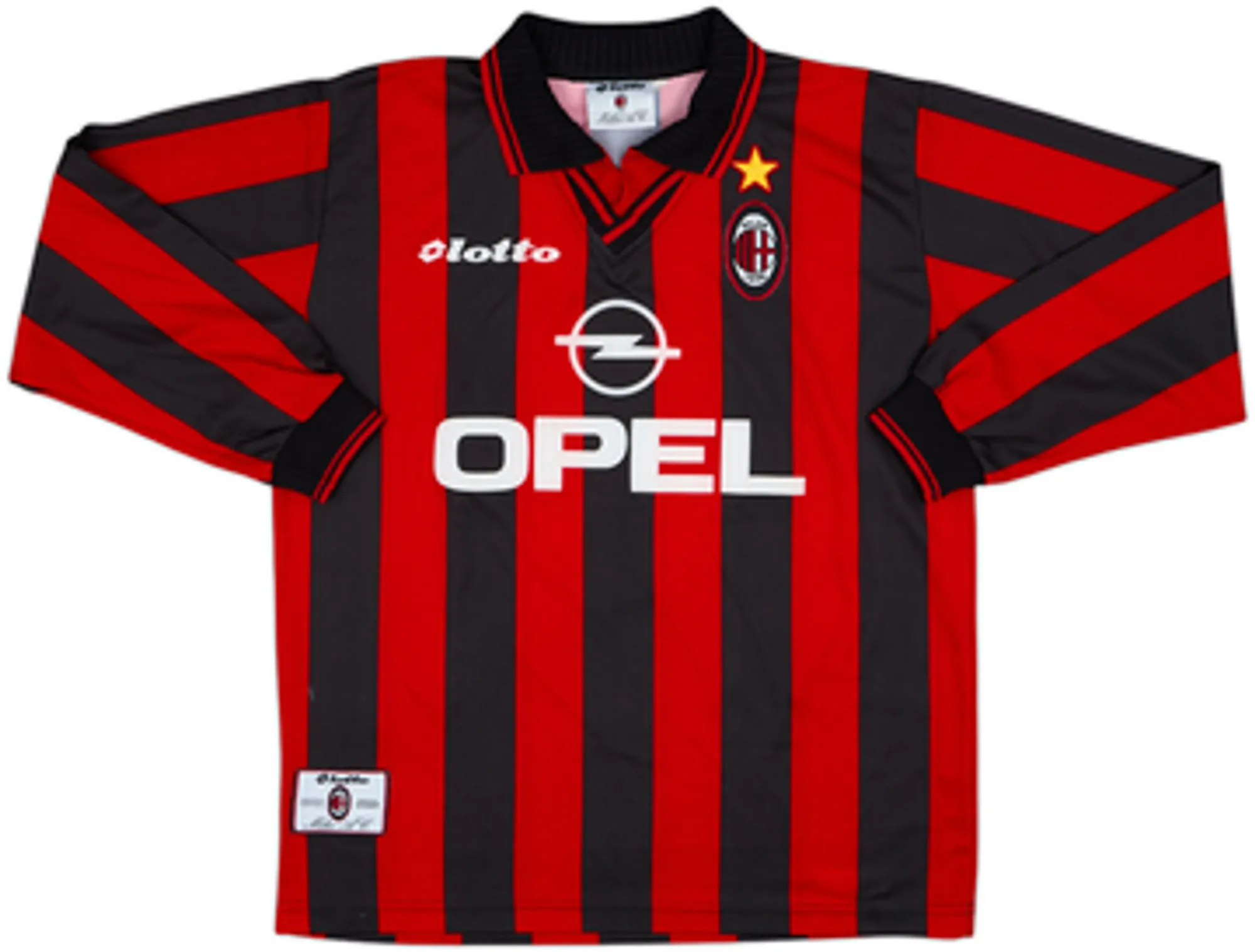 1997-98 AC Milan Home L/S Shirt Weah #9 - 8/10 - (M)