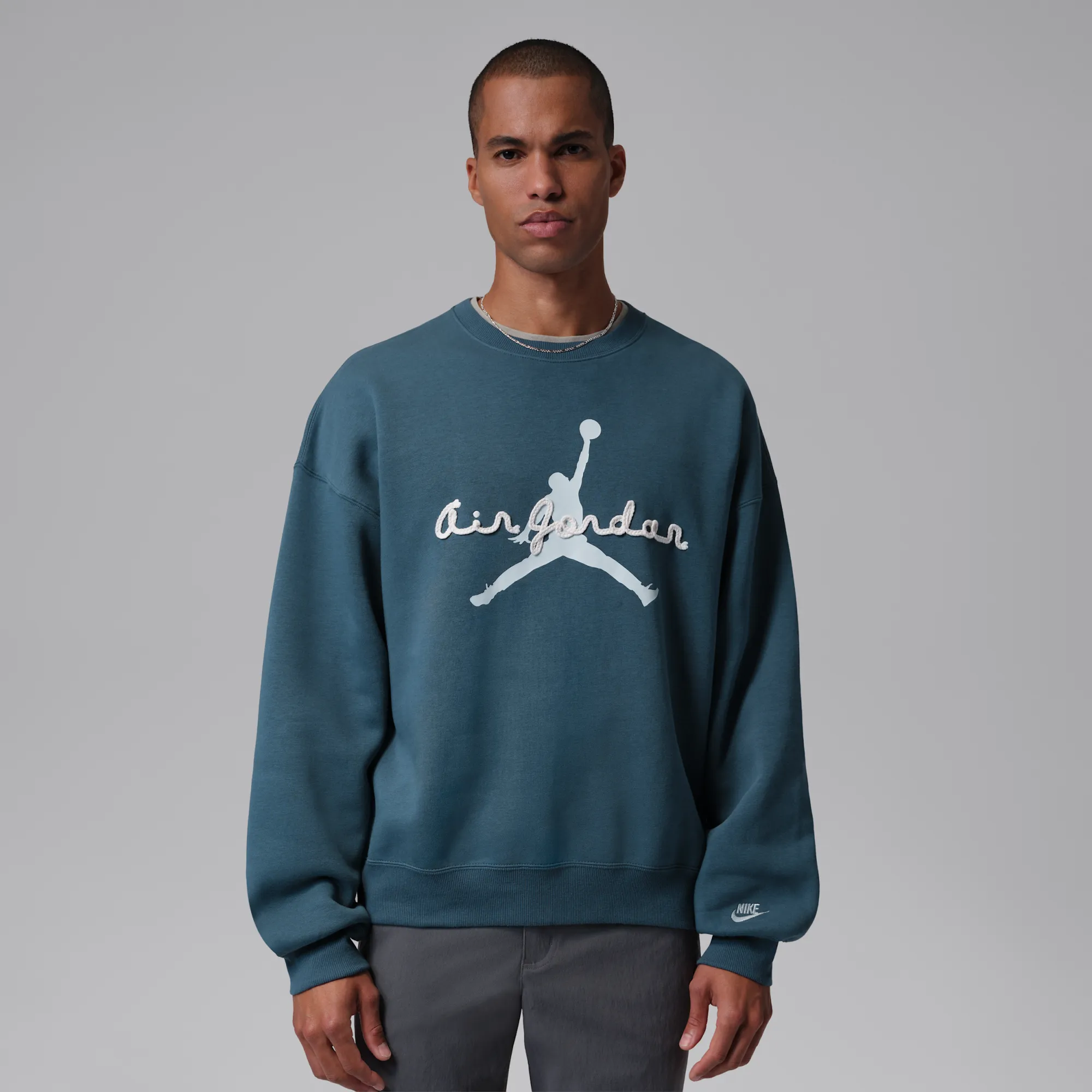 Nike Jordan Brooklyn Men's Fleece Crewneck Sweatshirt - Blue - Cotton/Polyester