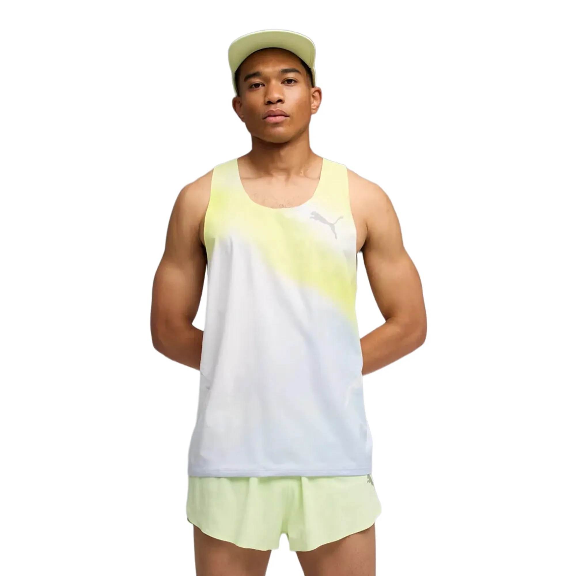 PUMA Lightspeed Ultraweave Graphic Running Singlet Men Shirt, Silver Mist