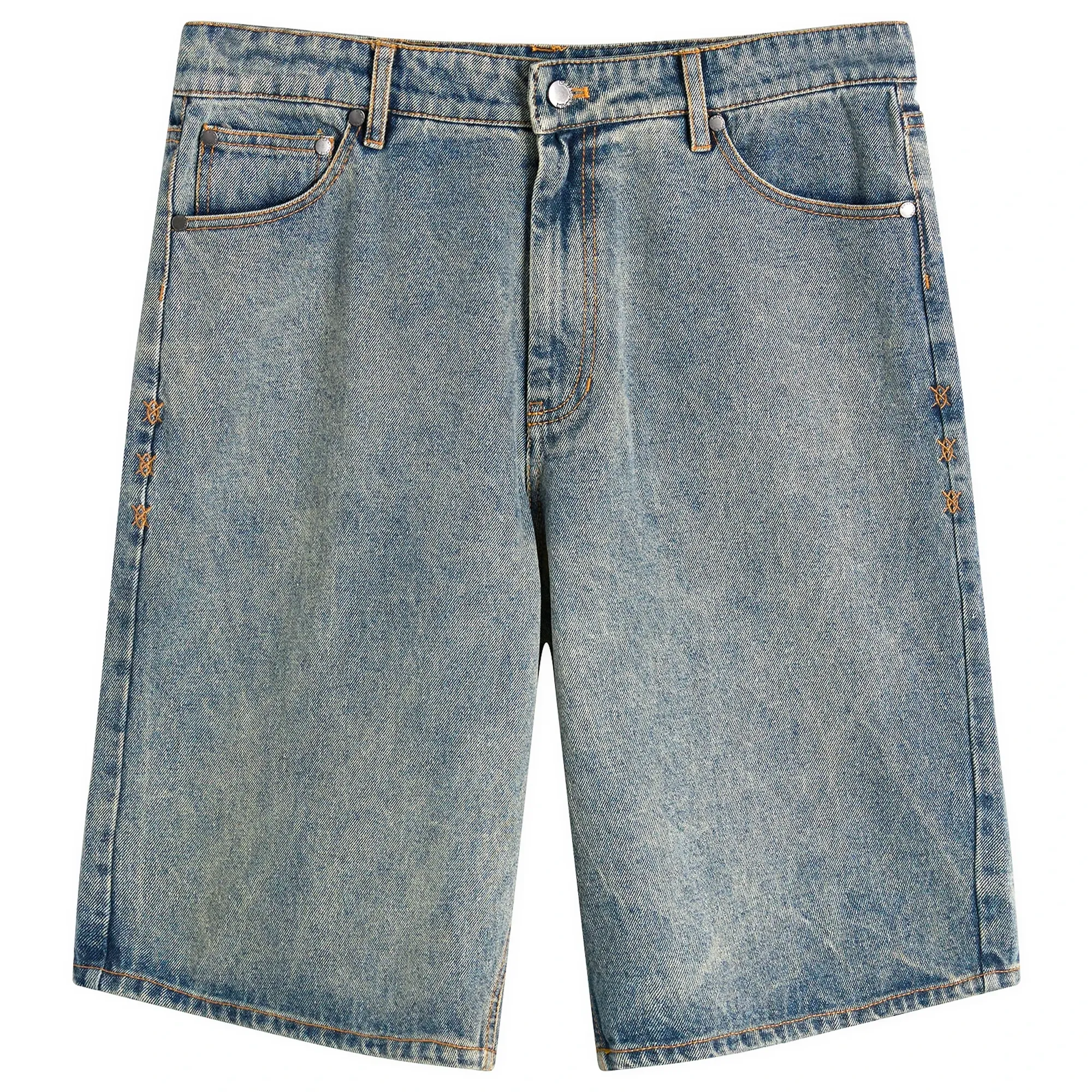 Daily Paper Men's Compact Shield Embroidery Denim Shorts