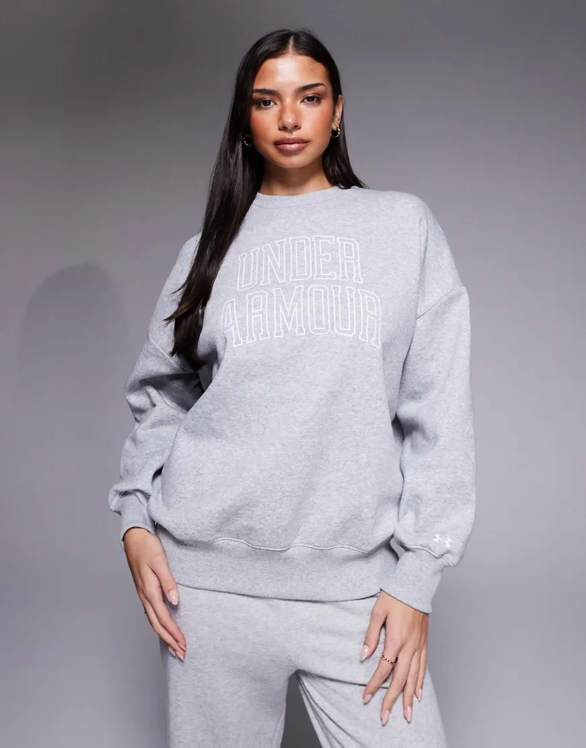 Under Armour  Rival Fleece Varsity Women's Oversized Crew Mod Gray Light Heather / White L