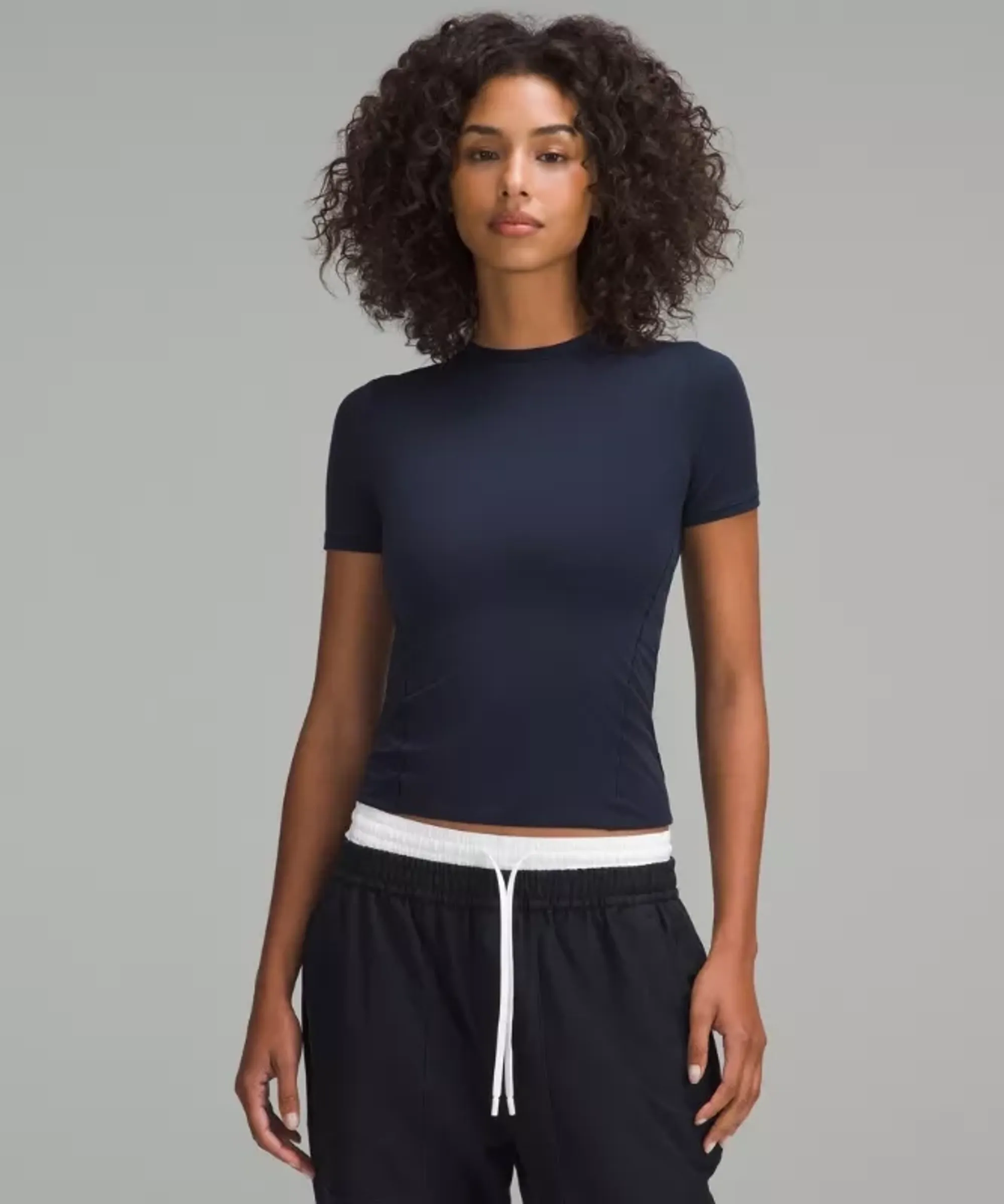 lululemon – Women's Wundermost Ultra-Soft Nulu Hip-Length Crewneck Shirt – Color Blue – Size Small