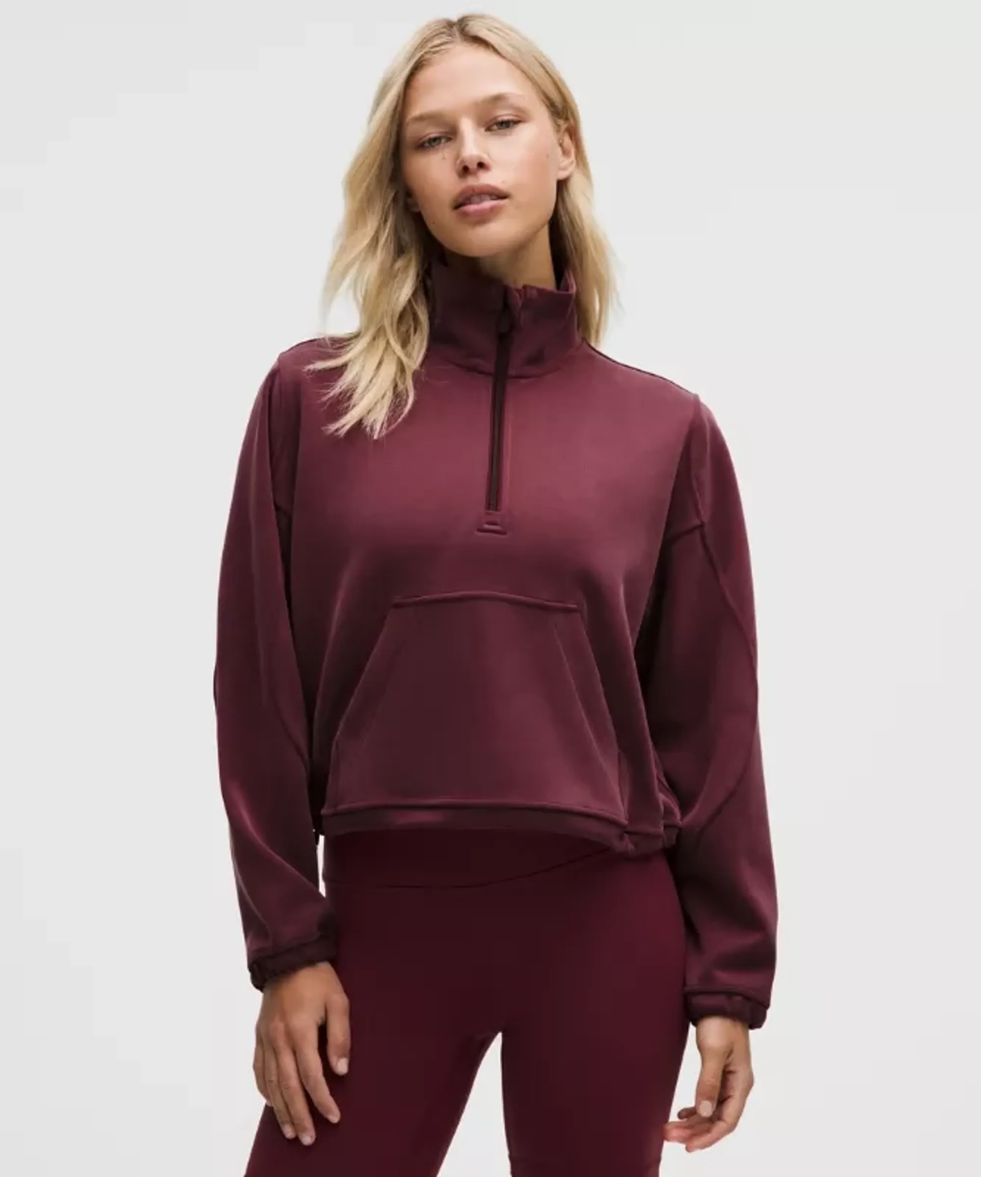 lululemon – Women's Brushed Softstreme Half Zip Sweatshirt – Color Burgundy/Red – Size 10