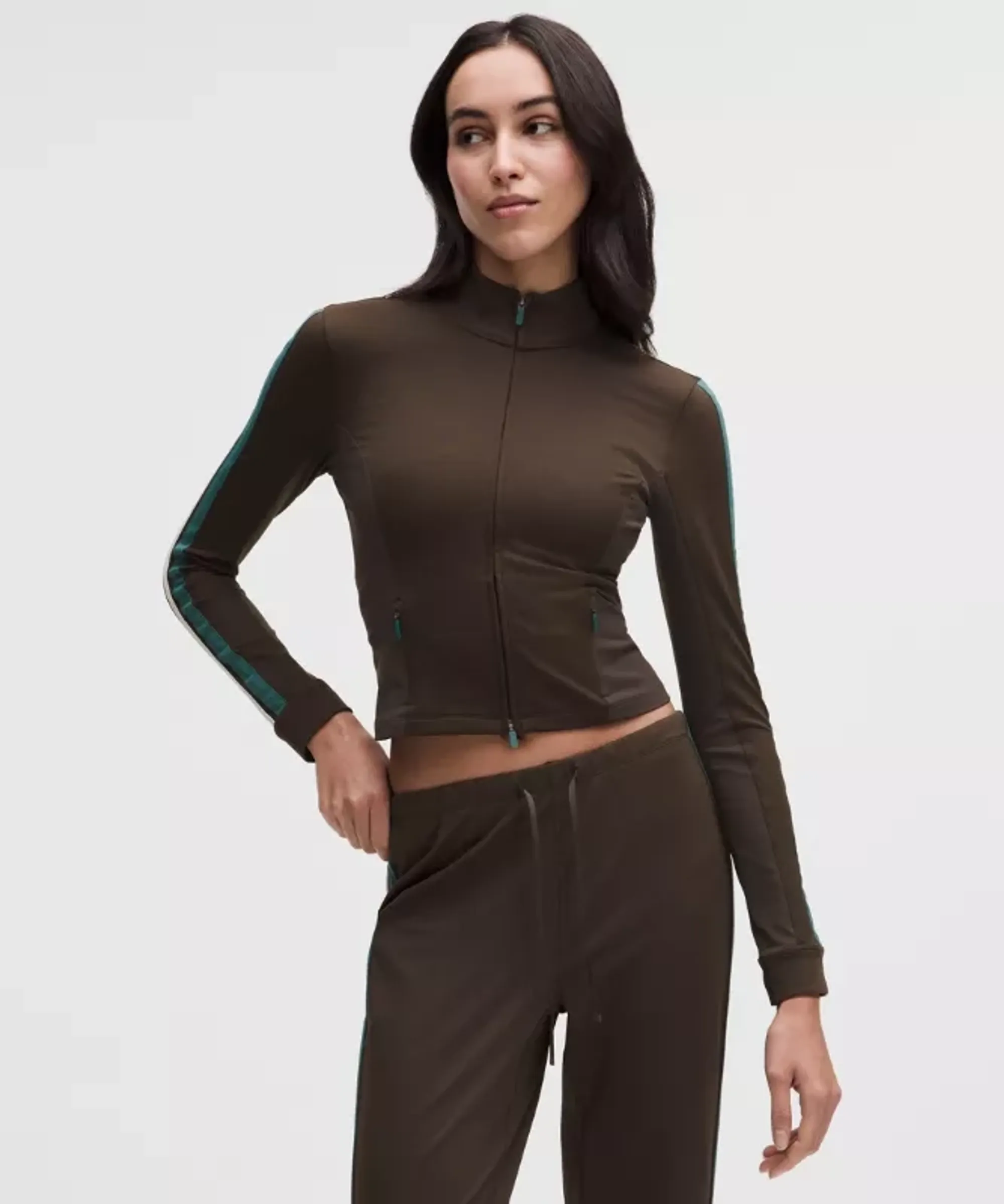 lululemon – Women's Striped Slim-Fit Track Jacket – Color Brown – Size Large