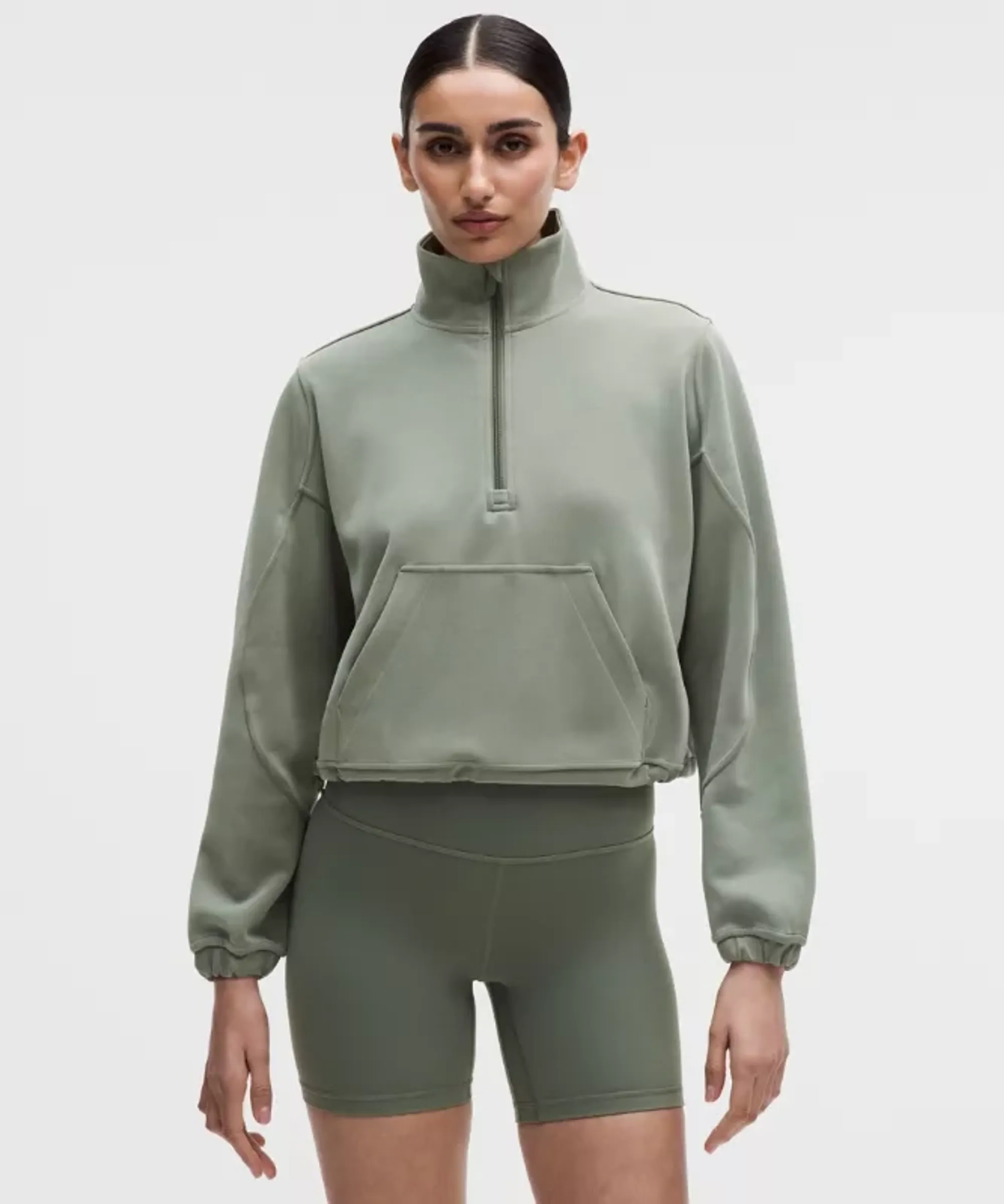 lululemon – Women's Brushed Softstreme Half Zip Sweatshirt – Color Green/Pastel – Size 0