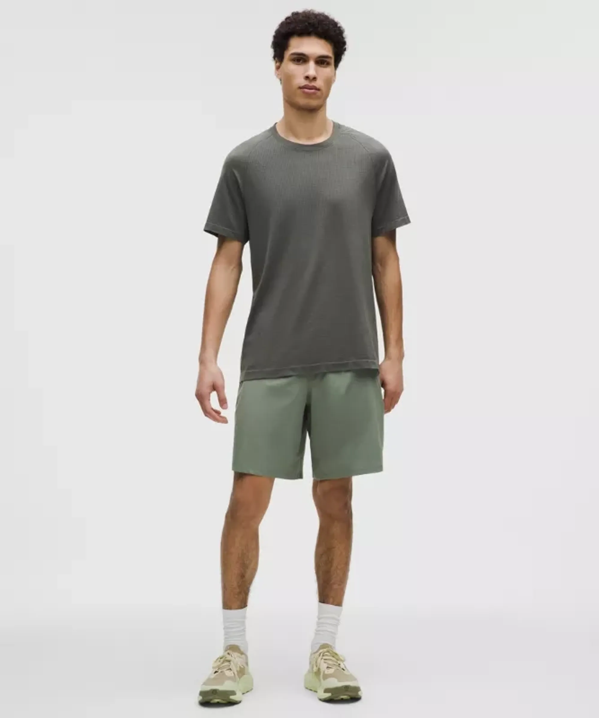 lululemon – Men's Pace Breaker Linerless Shorts – 9" – Color Green/Pastel – Size Large