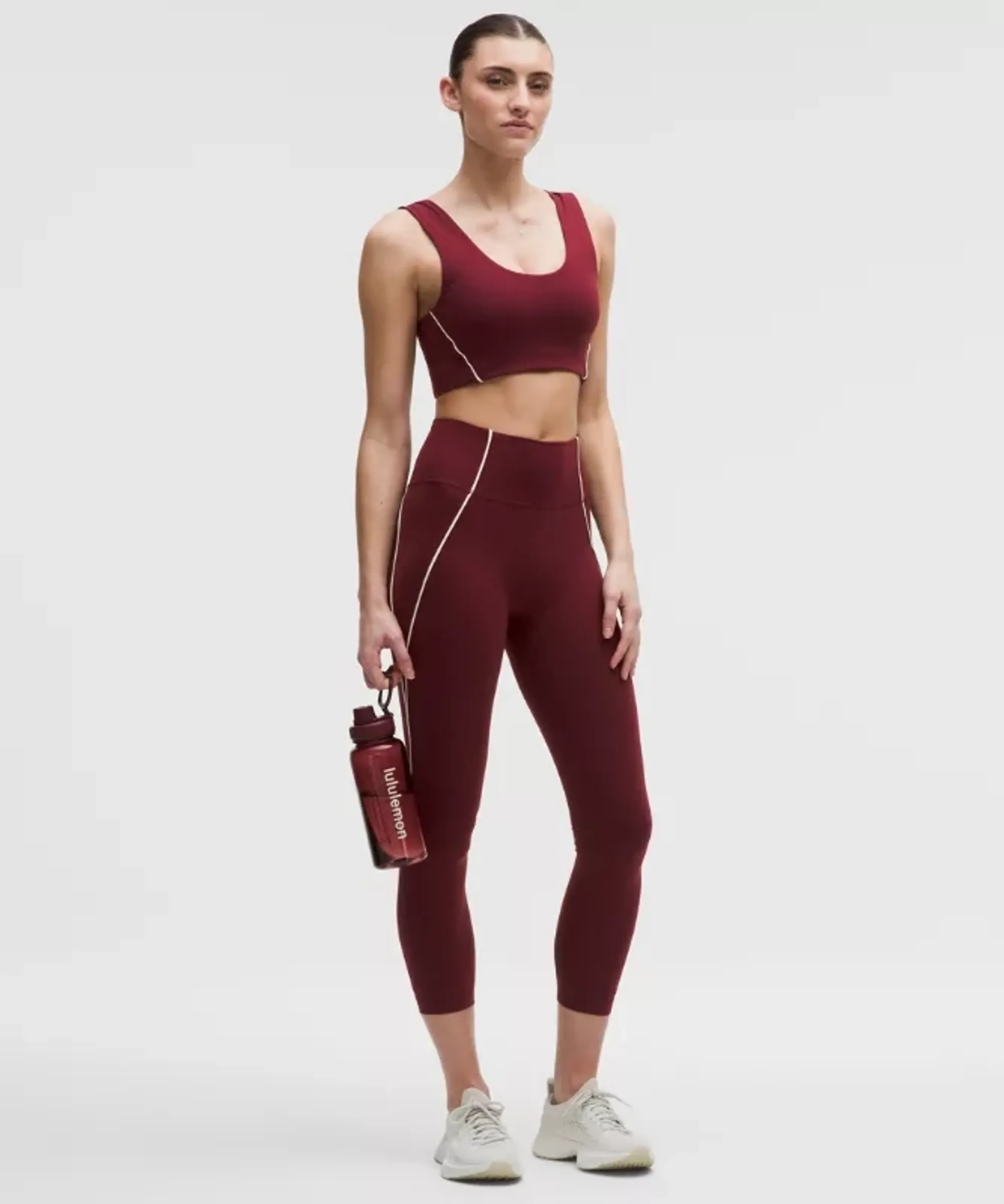 lululemon – Women's Wunder Train No-Line Piped High-Rise Tight Leggings – 25" – Color Burgundy/Red – Size 0