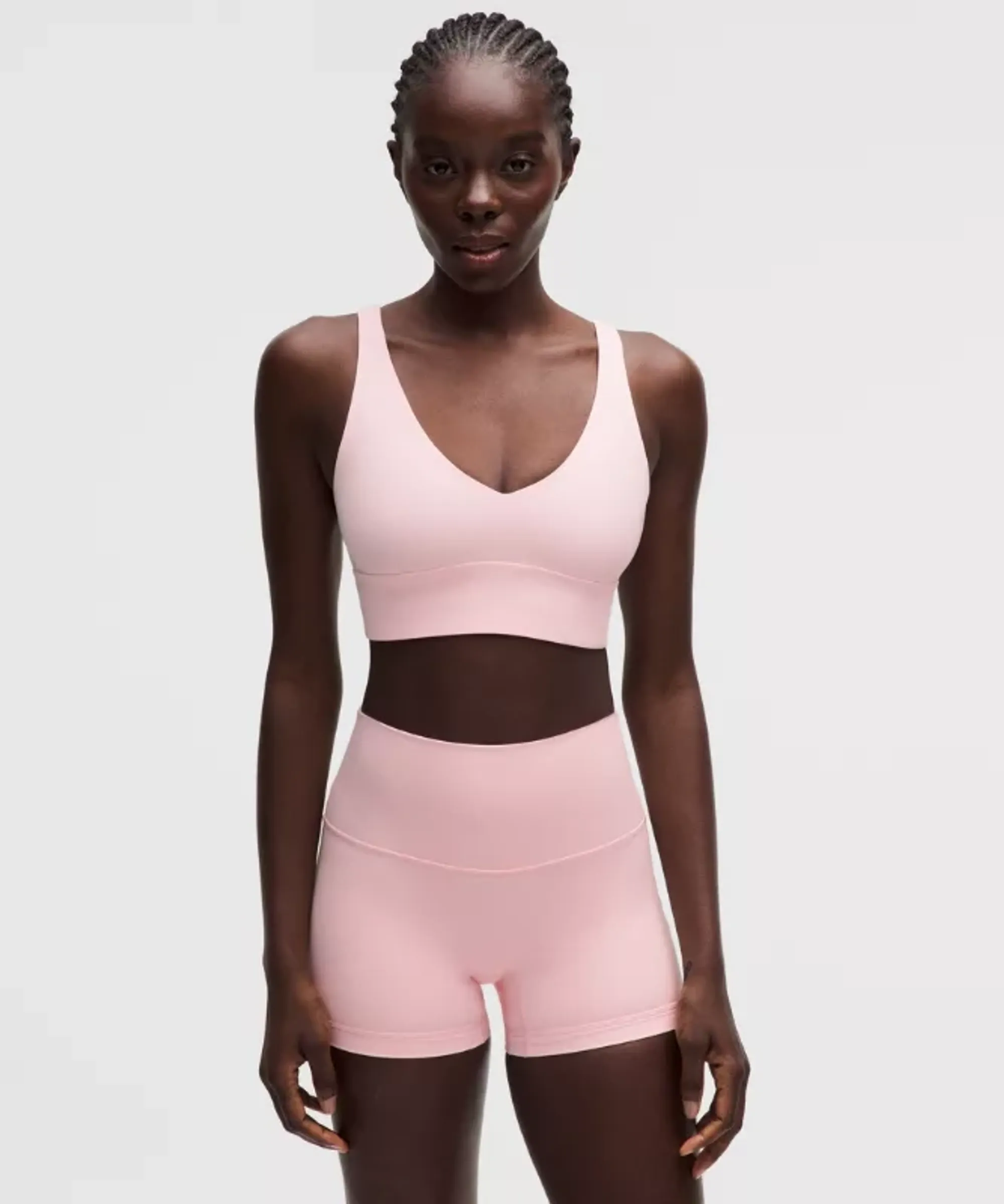 lululemon – Women's Focuser V-Neck Sports Bra Light Support, A/B Cup – Color Pink – Size Large