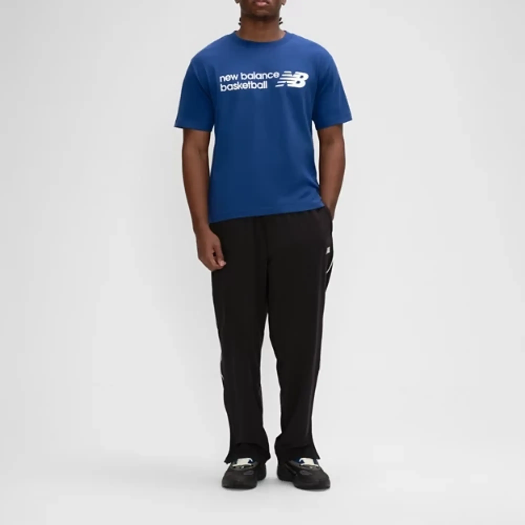 New Balance Men's Core Basketball Graphic T-Shirt in Blue Cotton Jersey