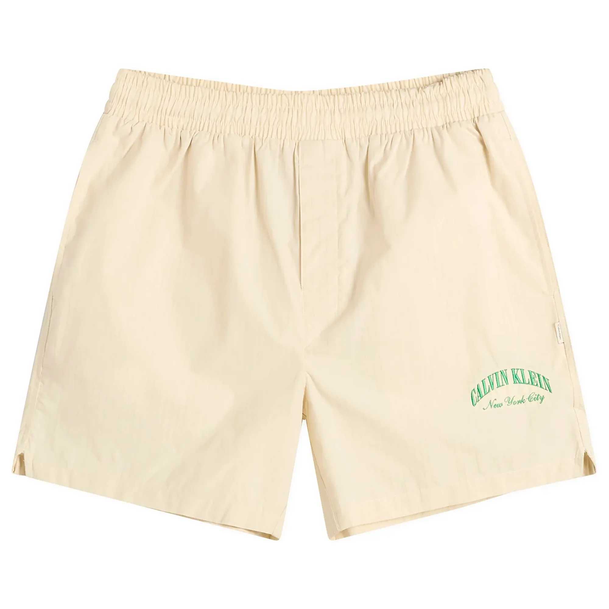 Calvin Klein Men's Heritage Crest Cotton Poplin Sleep Short Slim Stripe Chalk