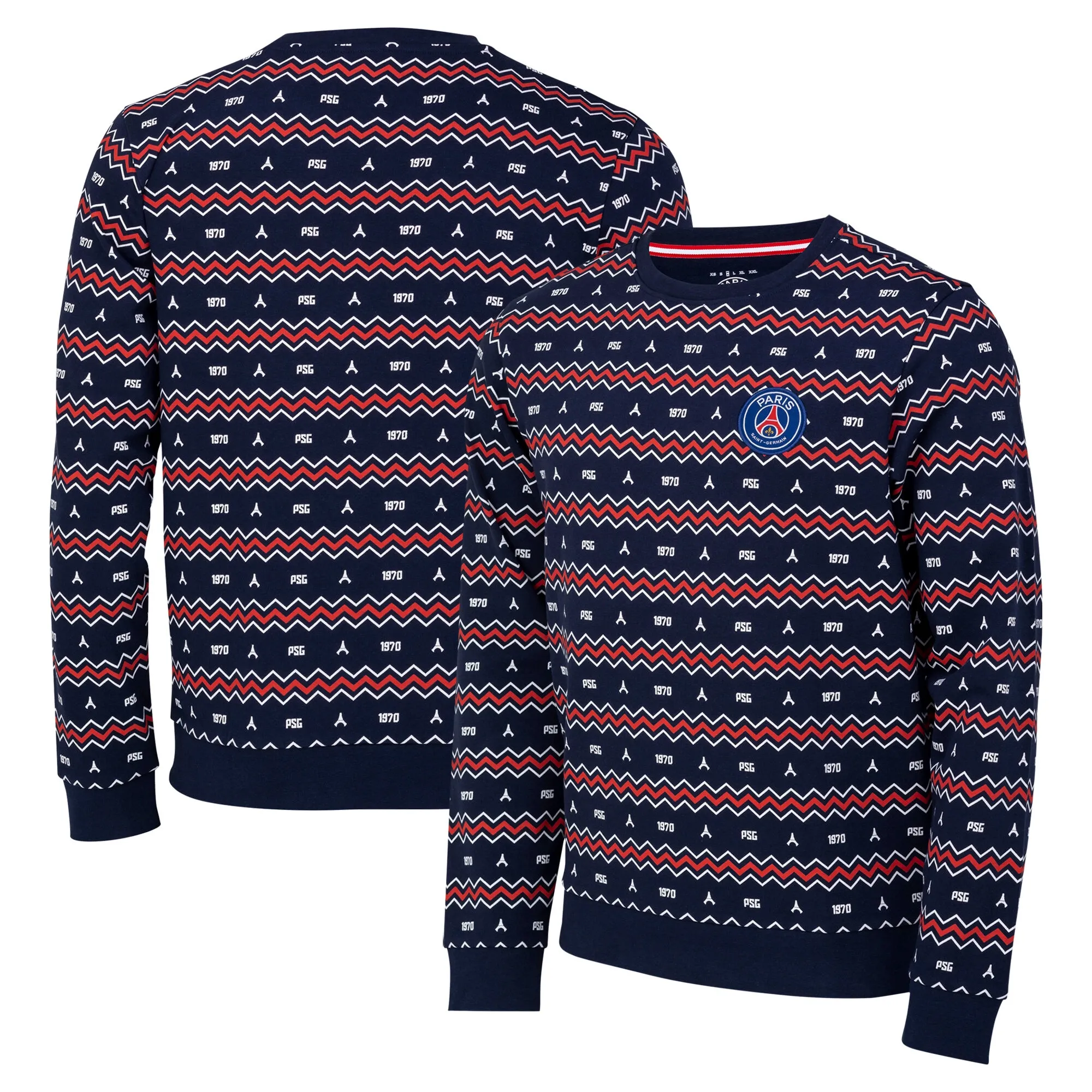 PSG Christmas Fairisle Sweatshirt - Navy/Red - Adults