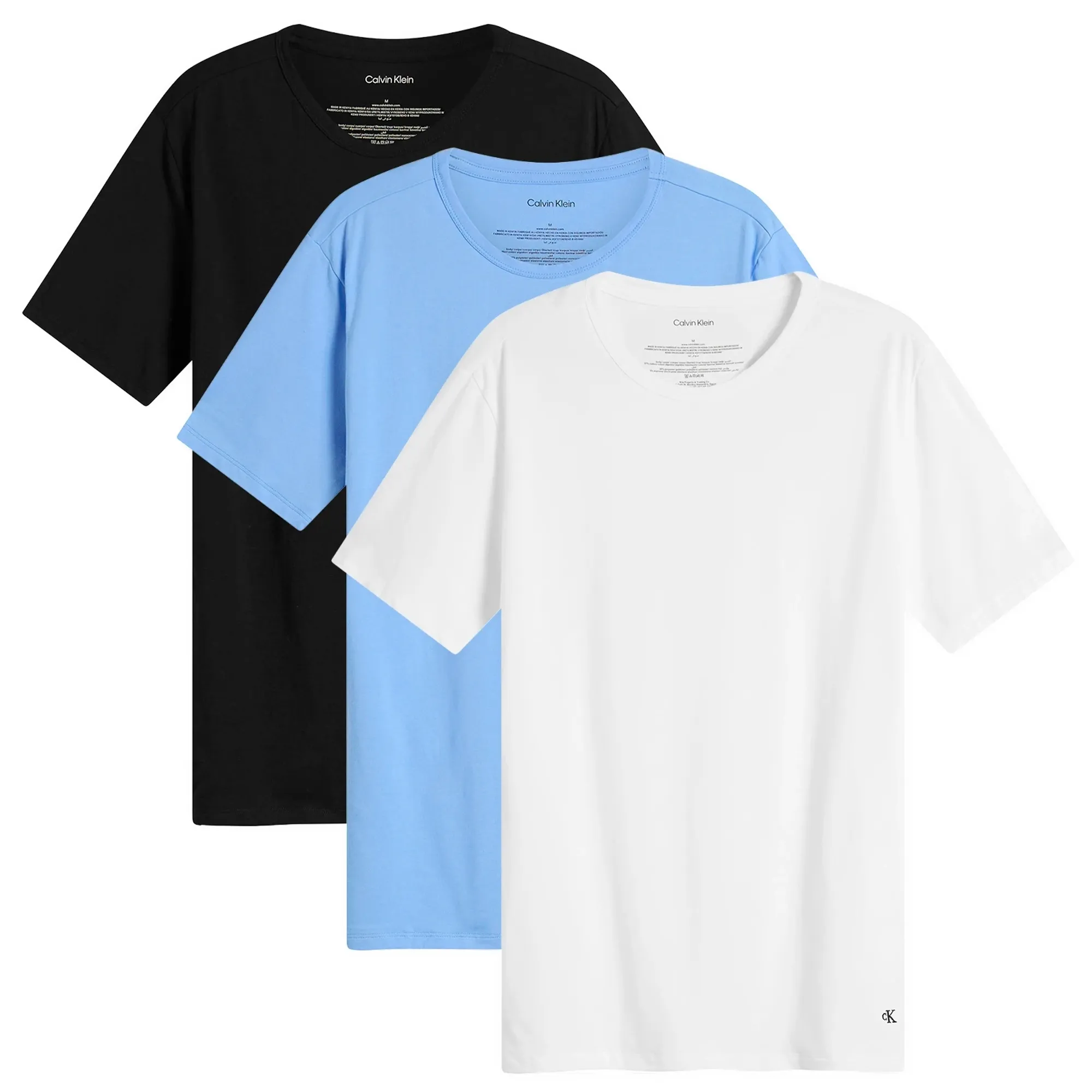 Calvin Klein Men's Crew Neck T-Shirt - 3 Pack Black/Blue/White