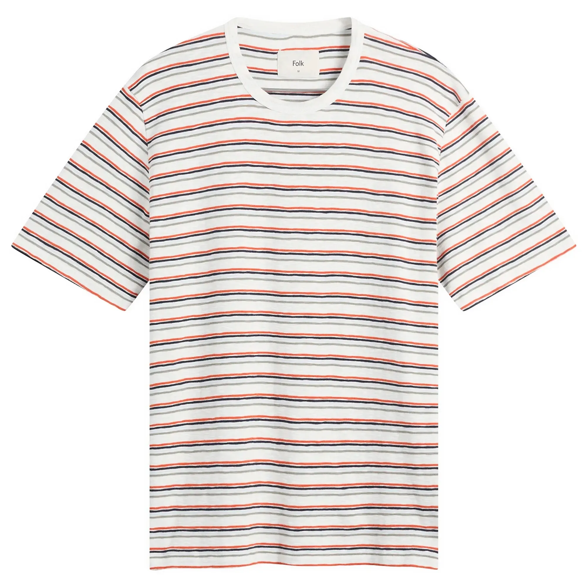 Folk Men's Multistripe T-Shirt Ecru/Red Oxide Mix