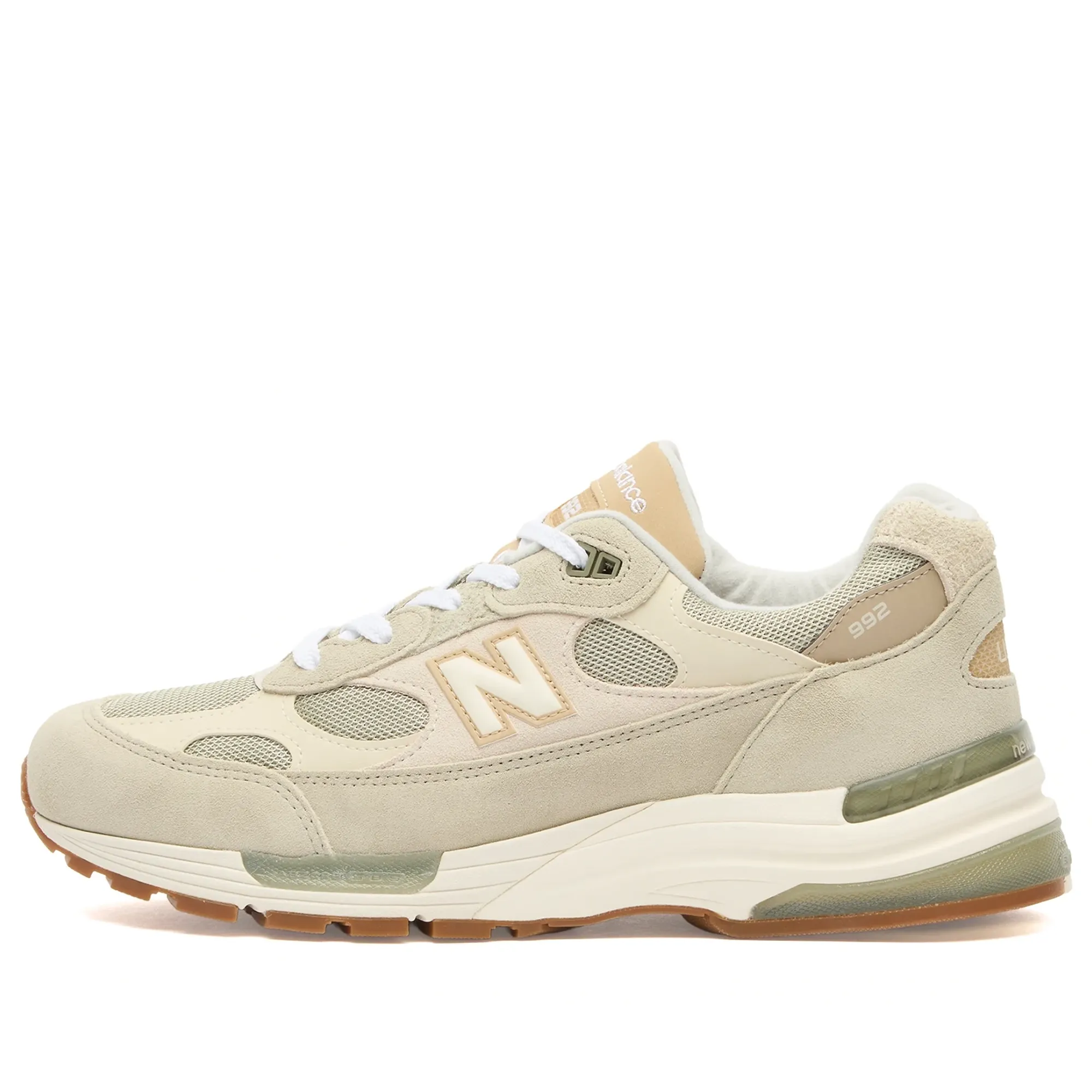 New Balance Unisex Made in USA 992 in Green/Beige/White Suede/Mesh