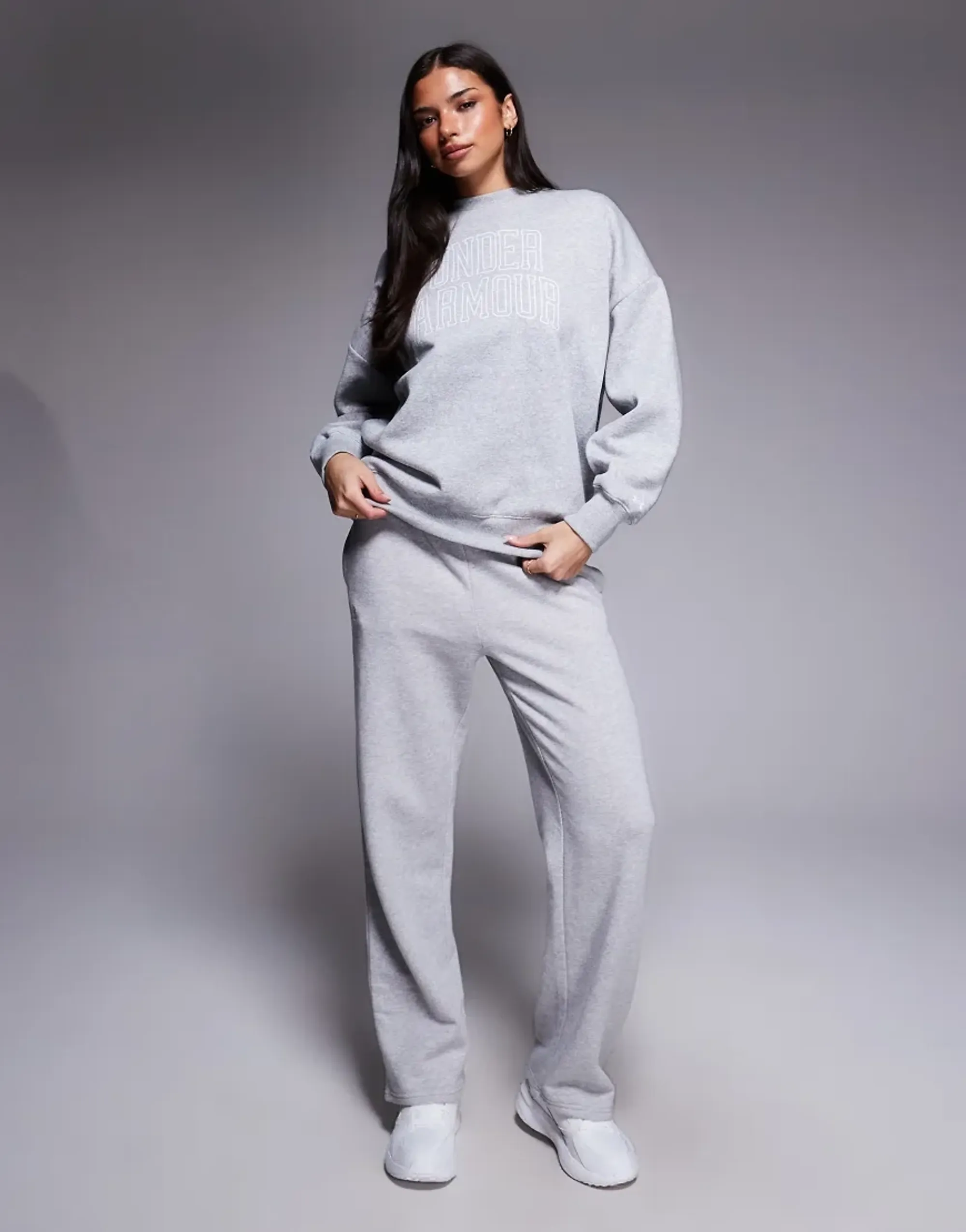 Under Armour Rival Straight Leg Joggers In Light Heather Grey