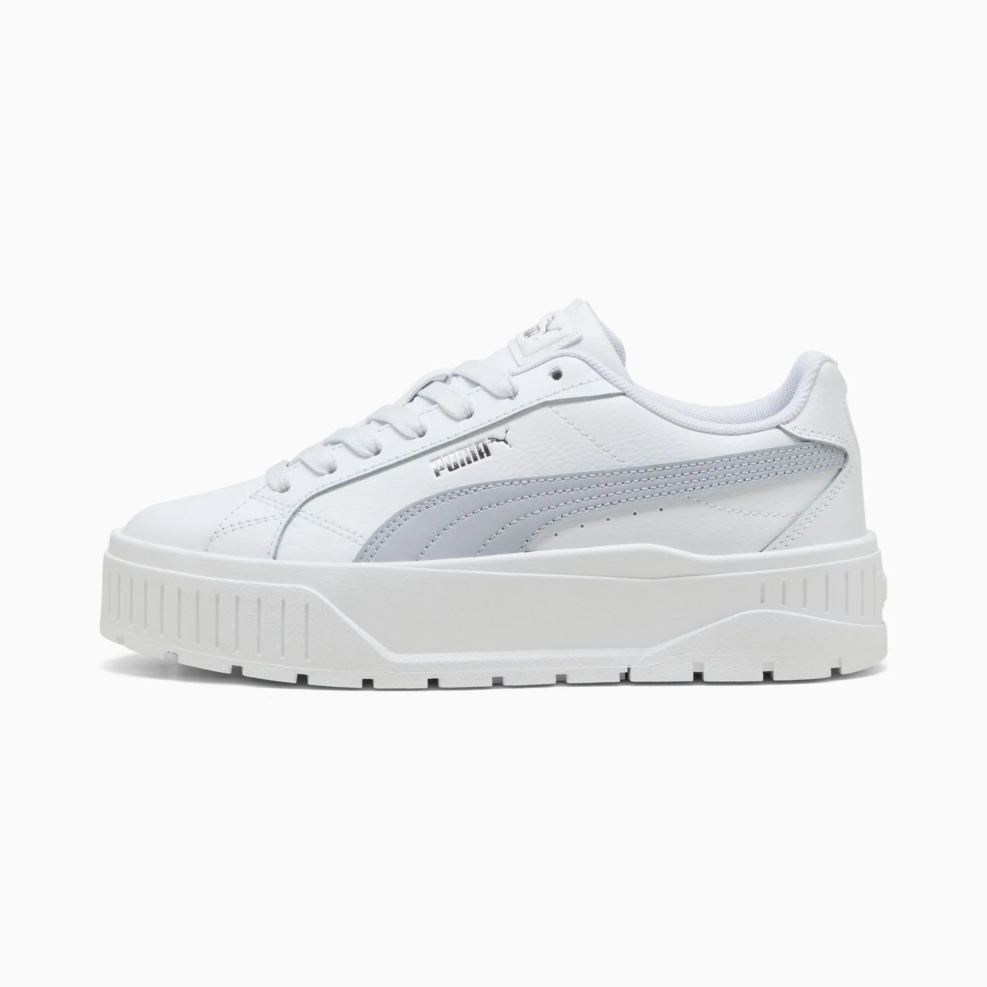PUMA Karmen II Leather Sneakers Women, White/Vibrant Silver, size 3