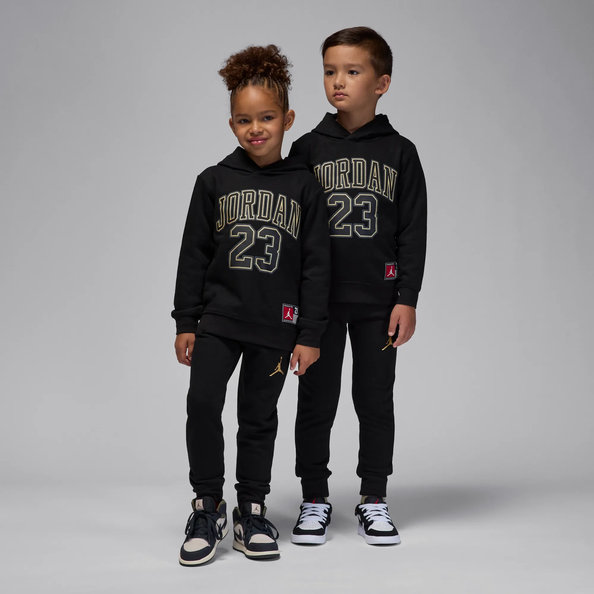 Nike Jordan Jersey Pack Sweatshirt Set Younger Kids' 2-Piece Hoodie Set - Black - Cotton