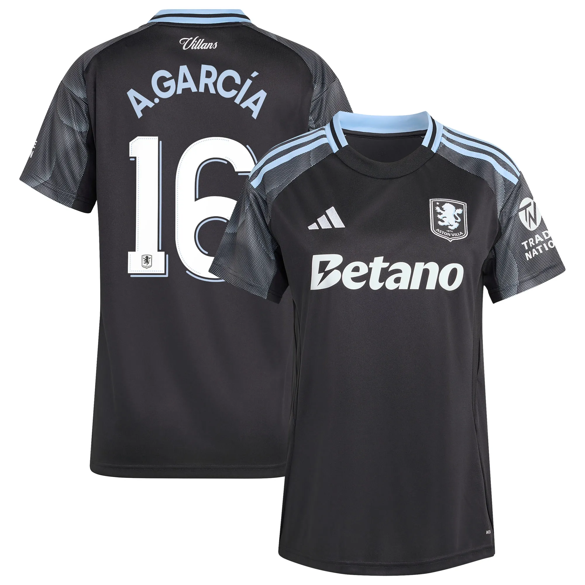 Aston Villa adidas Away Shirt 2025-26 - Kids with Pau 14 Cup printing