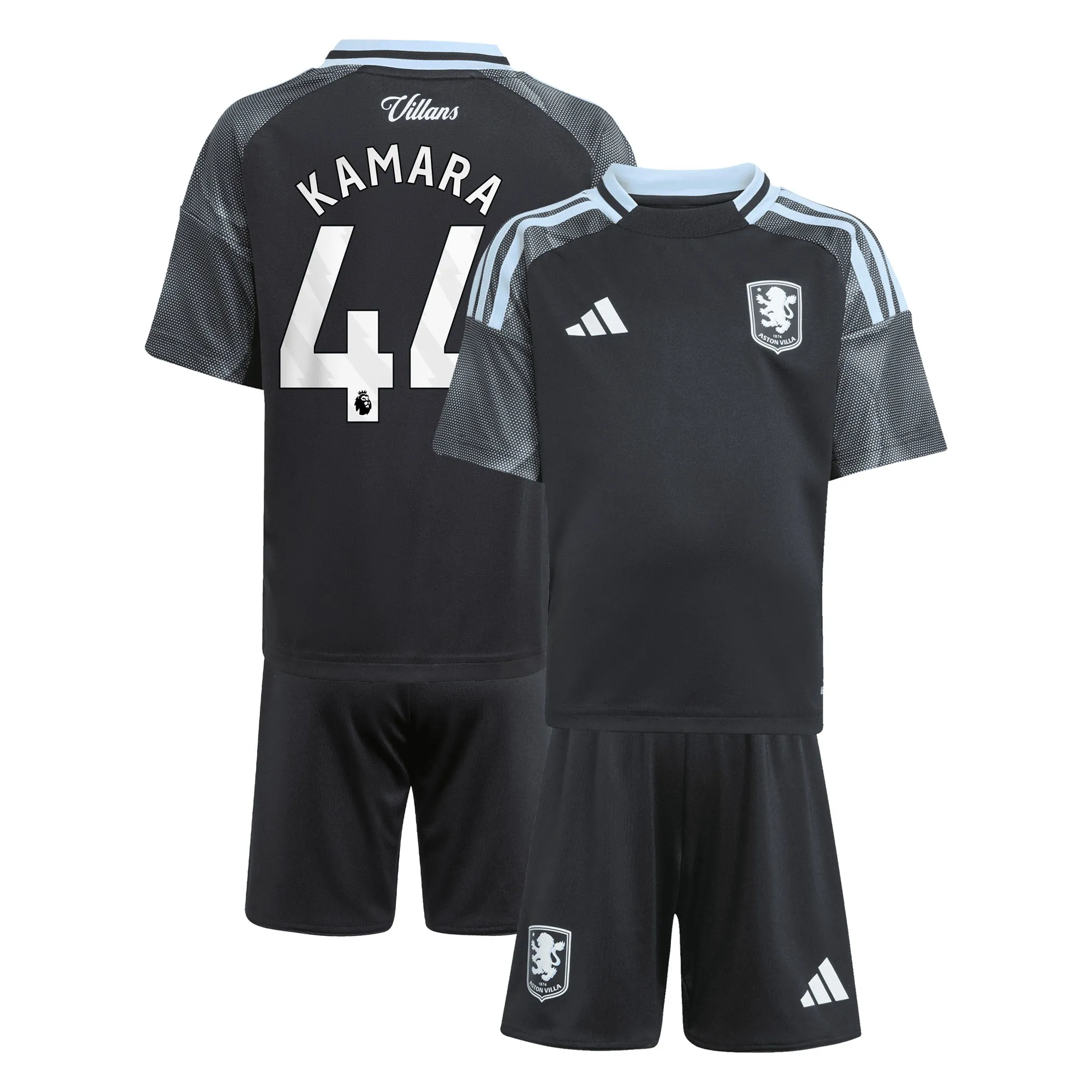 Aston Villa adidas Away Mini Kit 2025-26 with Watkins 11 printing