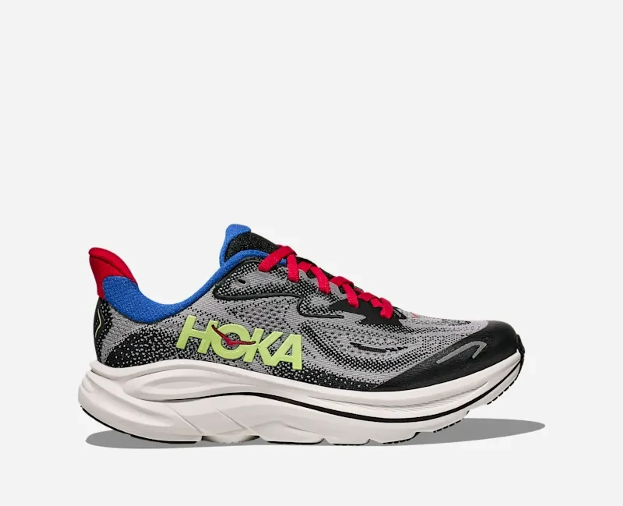 Hoka Kid's Clifton 10 Road Running Shoes In Foggy Grey/Black