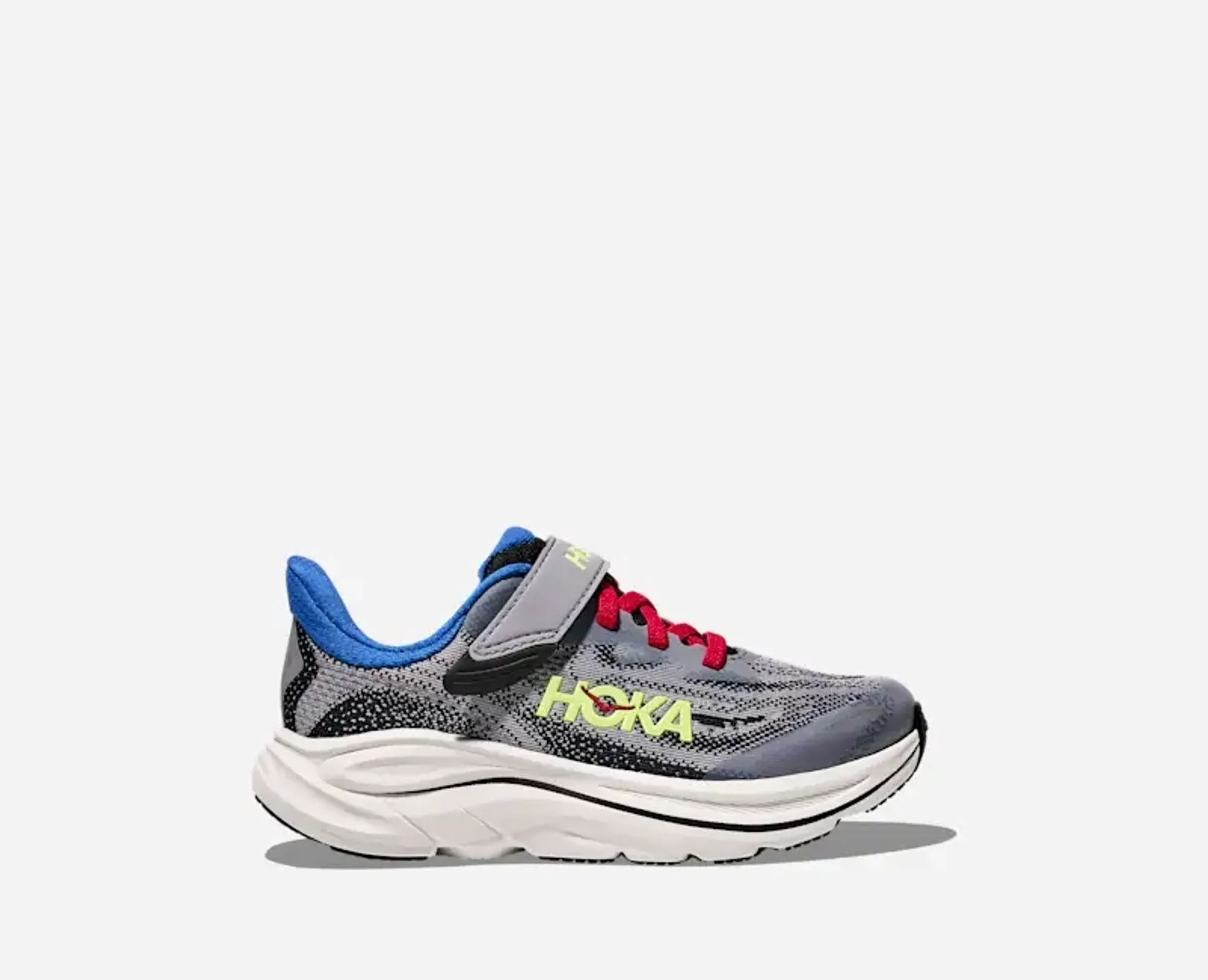 Hoka Kid's Clifton 10 Road Running Shoes In Foggy Grey/Black