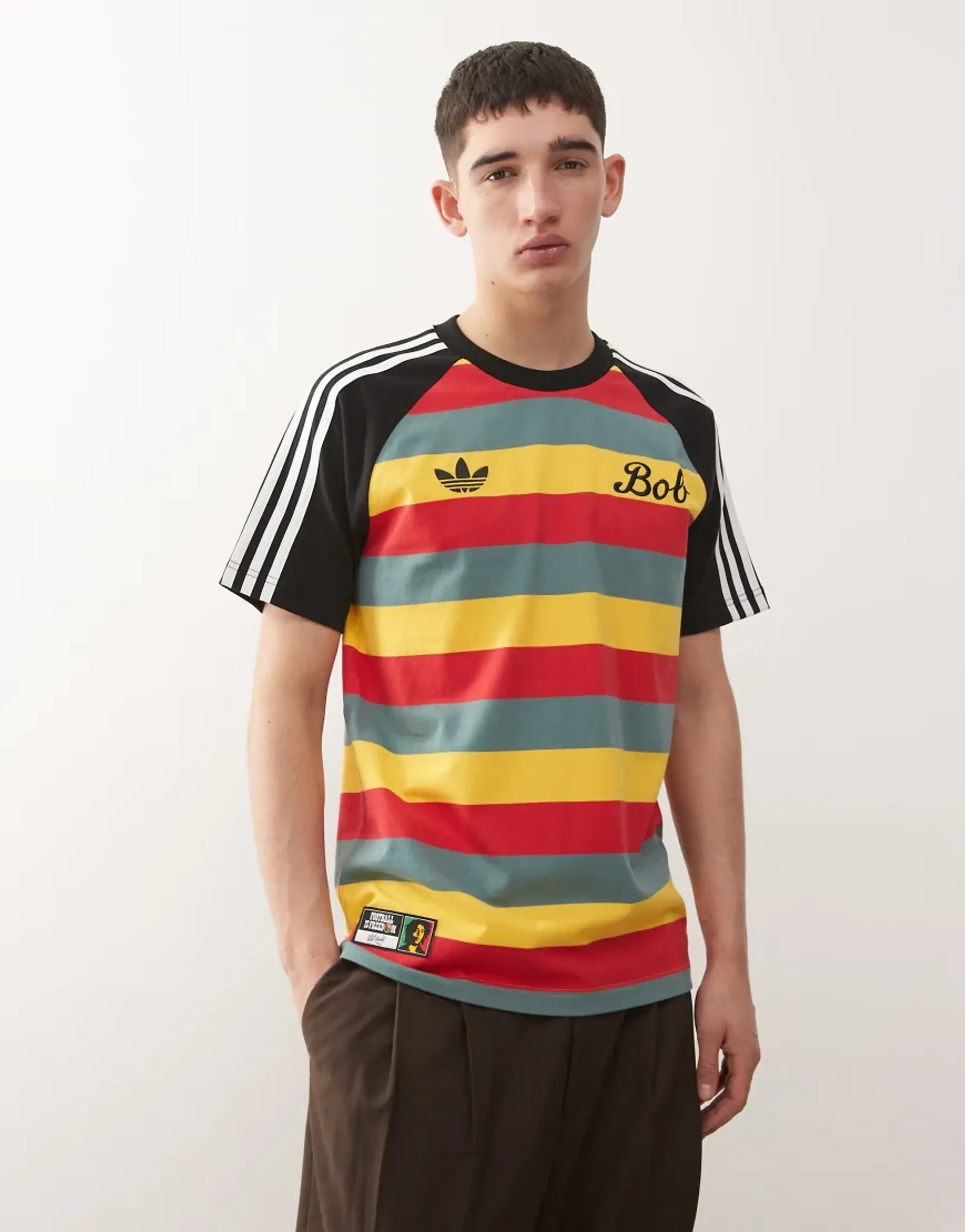 Adidas Football Jamaica Bob Marley Og T-Shirt In Red Yellow Green-Multi